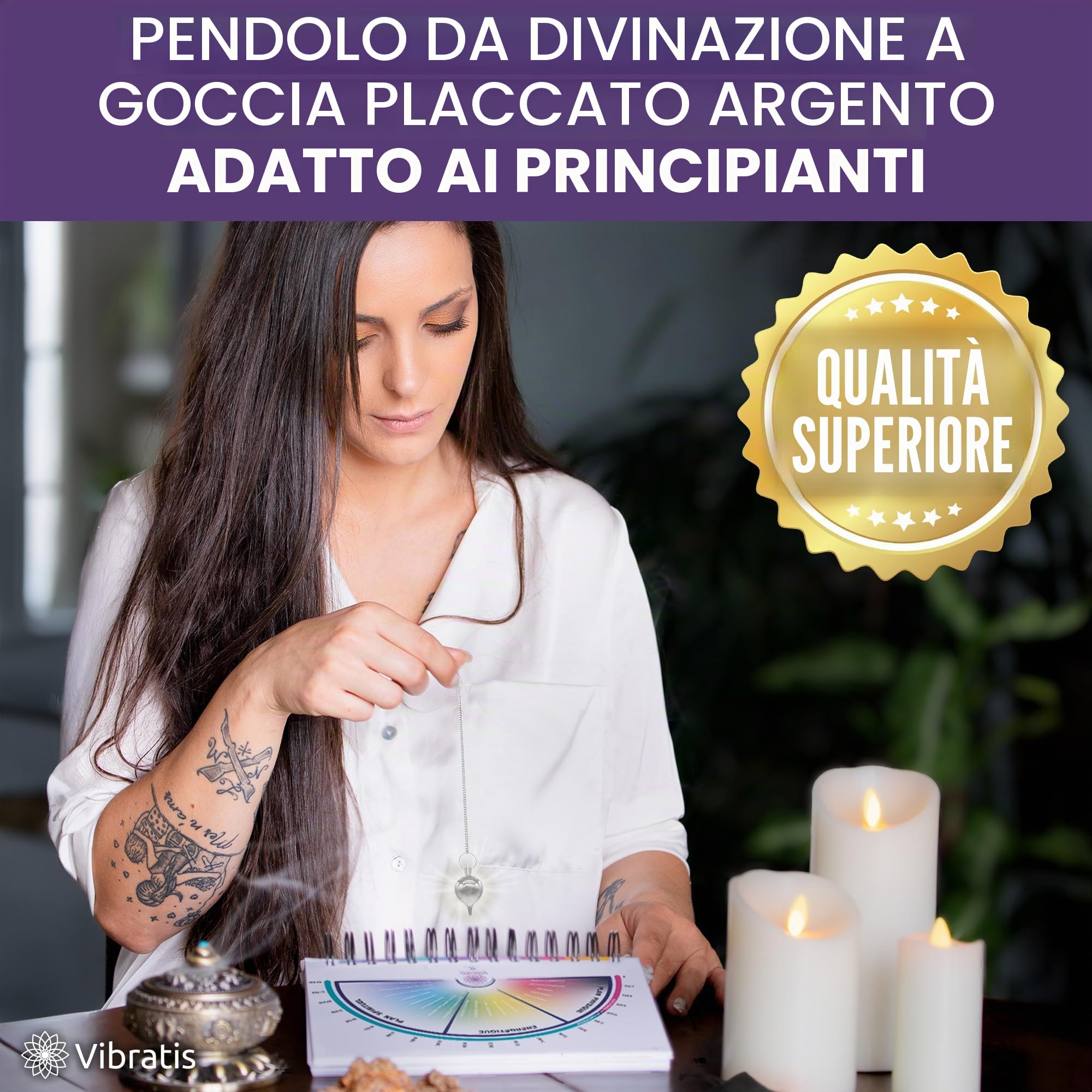 Vibratis Bacchette Professionali per cercatore e Pendolo divinatorio, Confezione Ideale per Iniziare la radiestesia [◕