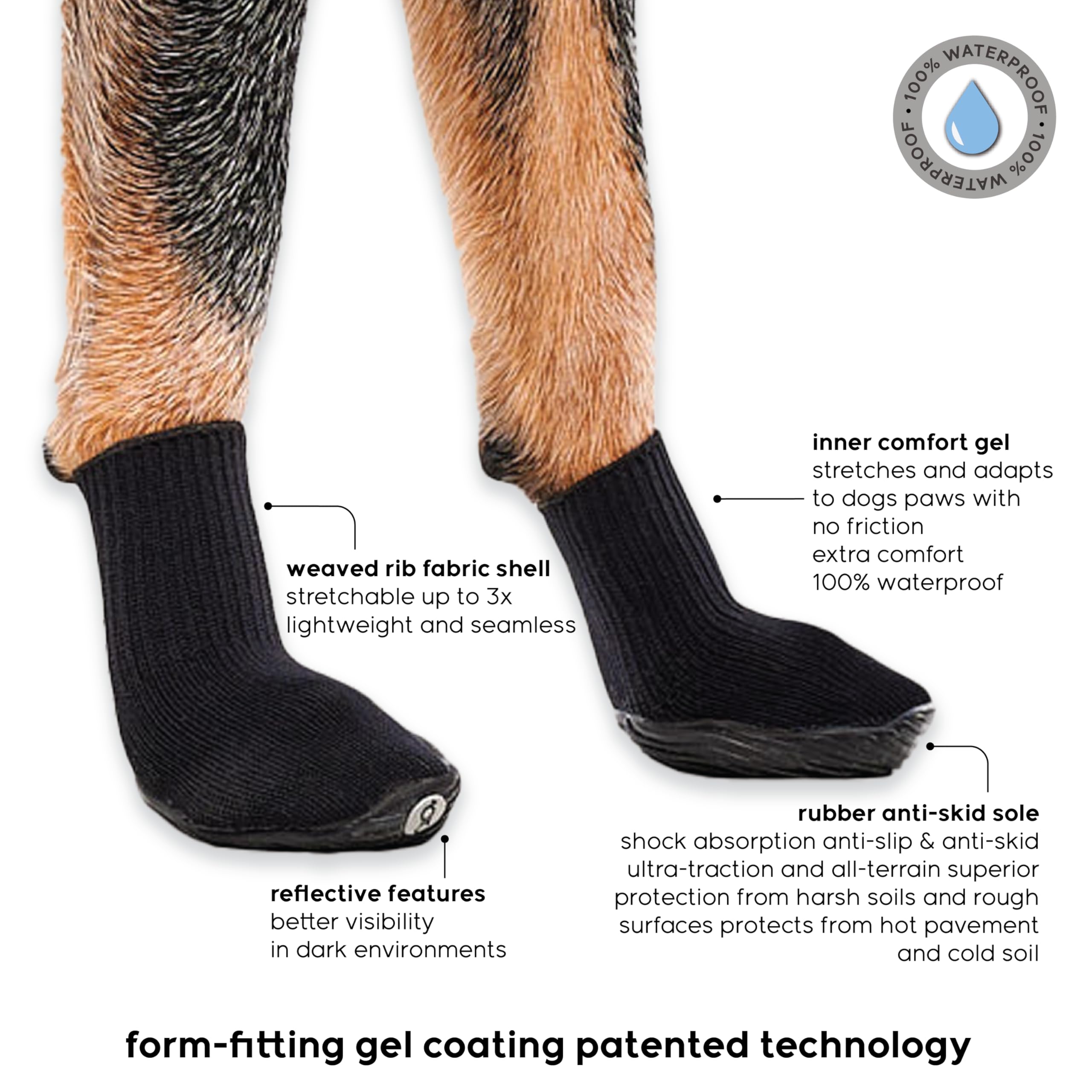 GOO EEZ Ultras Dog Boots (2 Boots per Pack) (Black, XS)