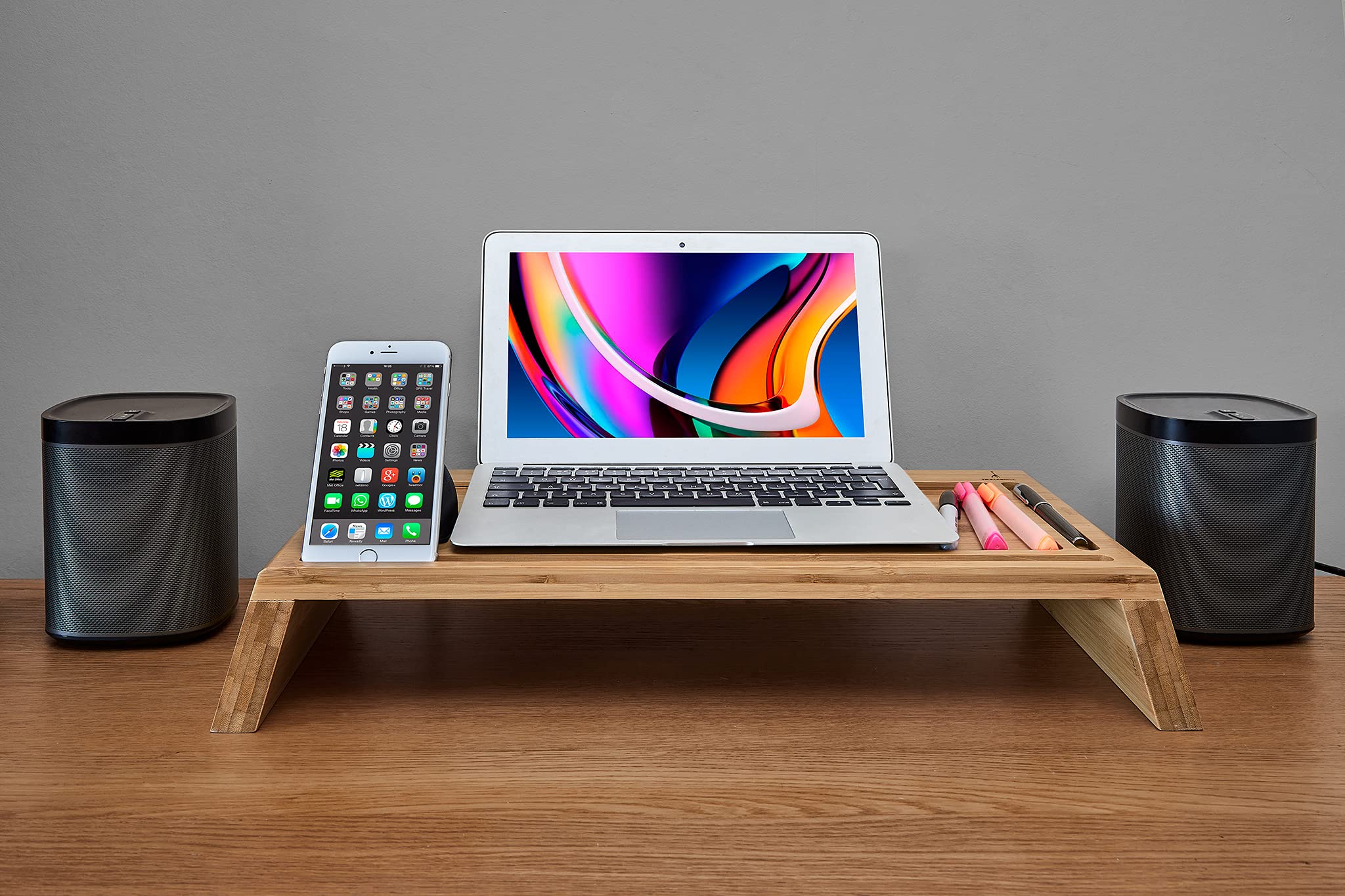 Buy TickleBrick Bamboo Wood Monitor Stand, docking station, monitor