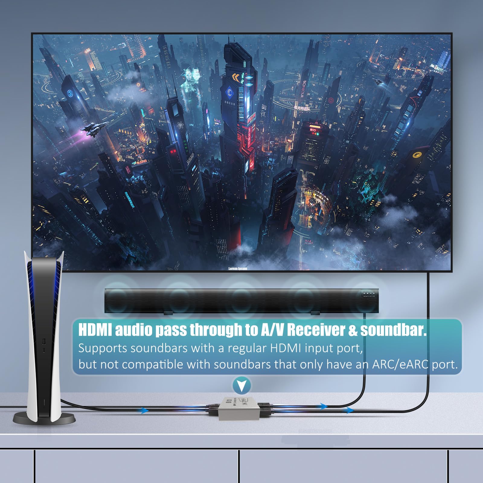 Splitter HDMI 1 Ingresso 2 Uscite 4K 60Hz - EDID-Clone HDCP2.2, HDR, Dolby Atmos, Dolby Vision - Compatibile con Firestick 4k Max, PS3/PS5 & Elgato HD60s/x/Pro, Apple TV 4K, Retrotink, Roku Stick