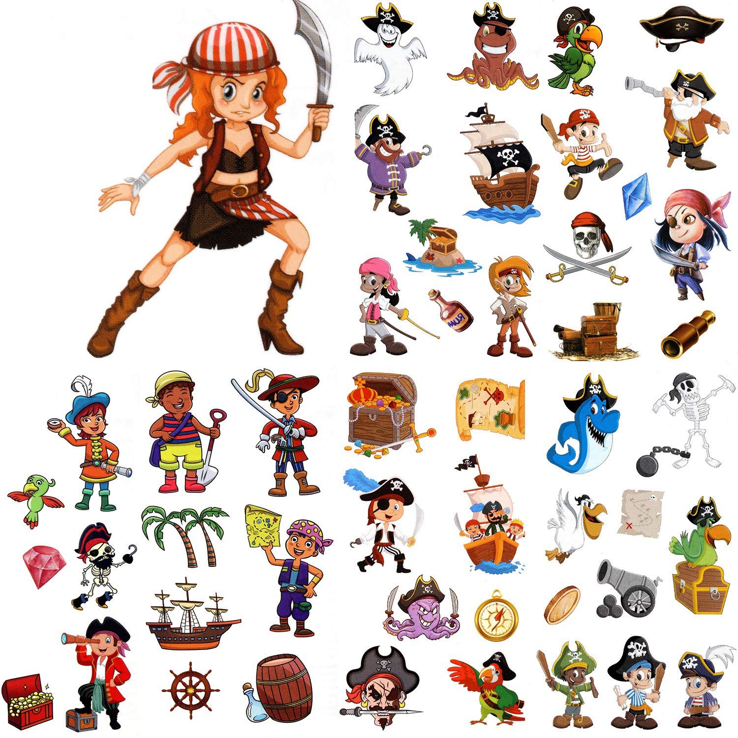 Buy Outus 174 Pieces Halloween Pirate Temporary Tattoos Kids Pirated