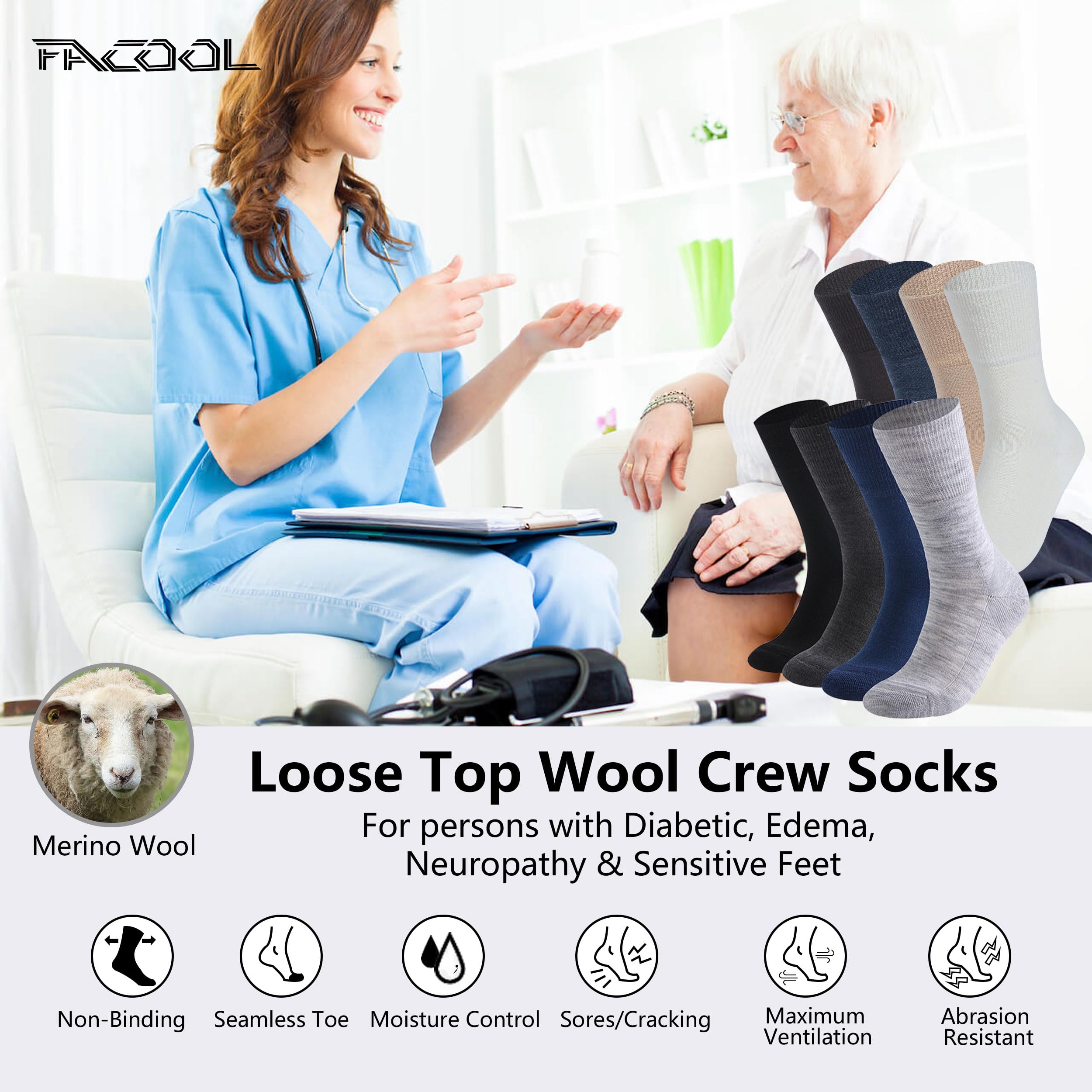 Facool - Calcetines deportivos acolchados para hombre, 3 pares