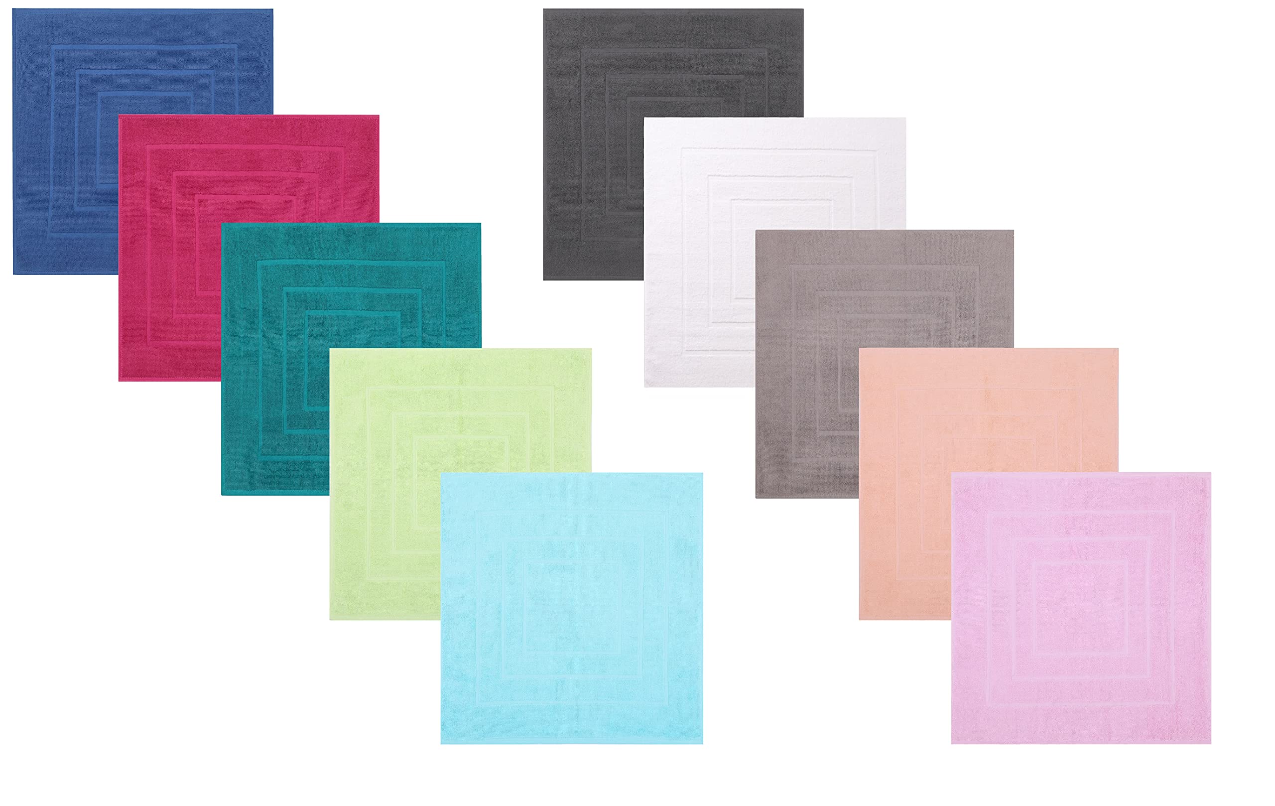 Betz Set di 10 scendibagni PALERMO misure 60 x 60 cm 100% cotone tappeto da bagno tappeto da doccia qualità 680 g/m² colore blu