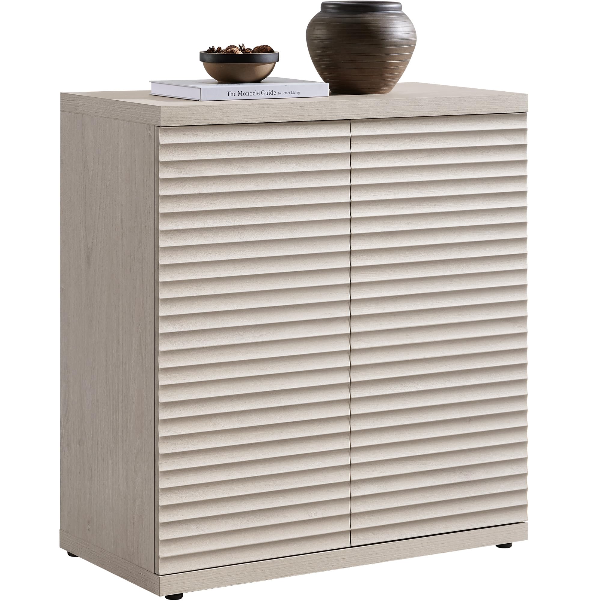 SICOTAS Buffet Cabinet with Storage Accent Sideboard Modern Credenza with Doors & Shelves Fluted Media Console Mid Century Coffee Bar Table for Living Room Kitchen Dining Room Hallway (1PCS)