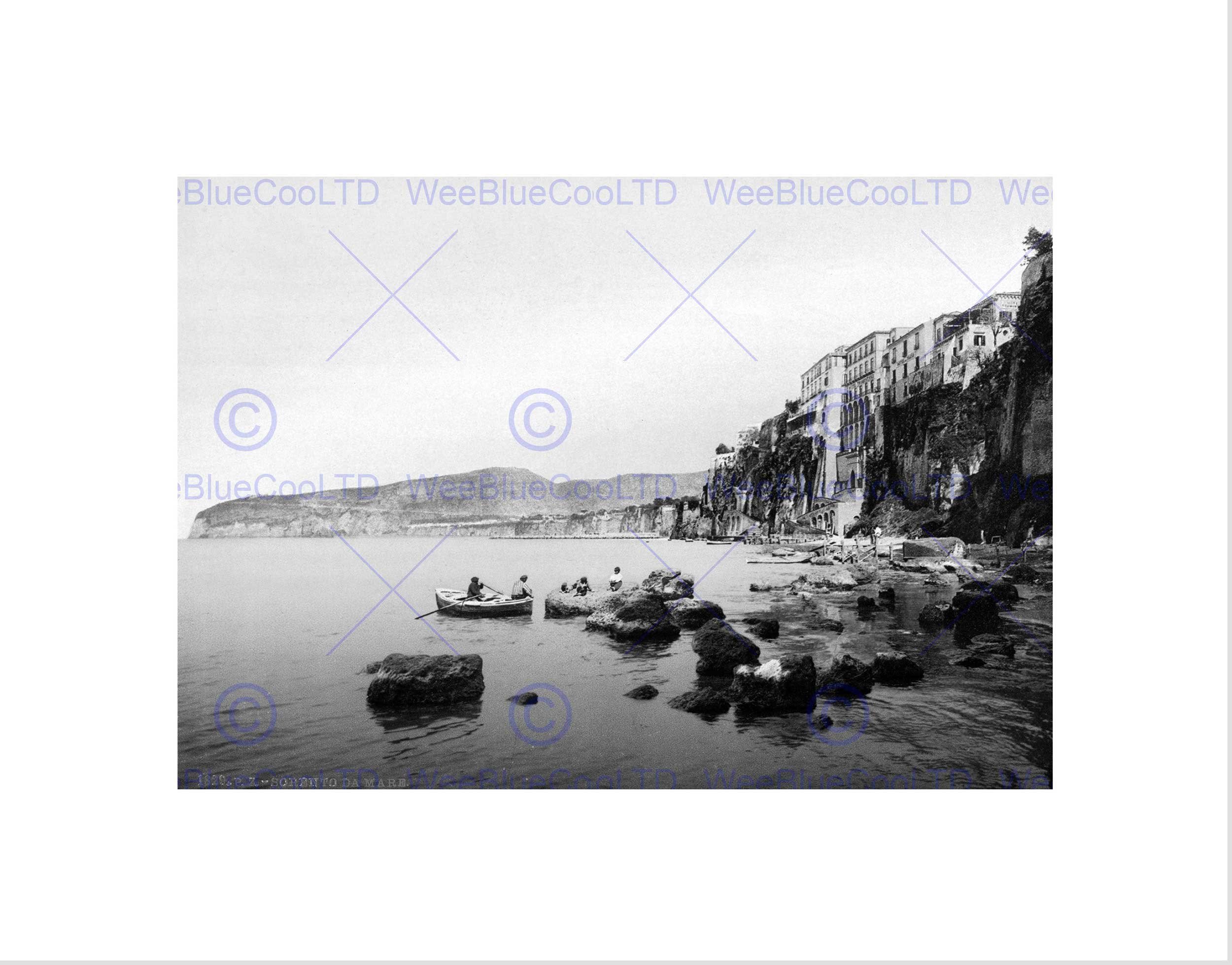 Wee Blue Coo Sorrento Naples Italy 1895 Vintage History Old BW Wall Art Print