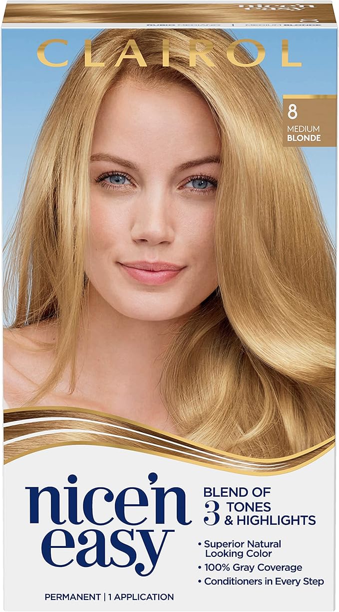 Amazon Clairol ニース「N簡単パーマネントヘアカラー、8ミディアムブロンド Clairol 白髪染め 通販
