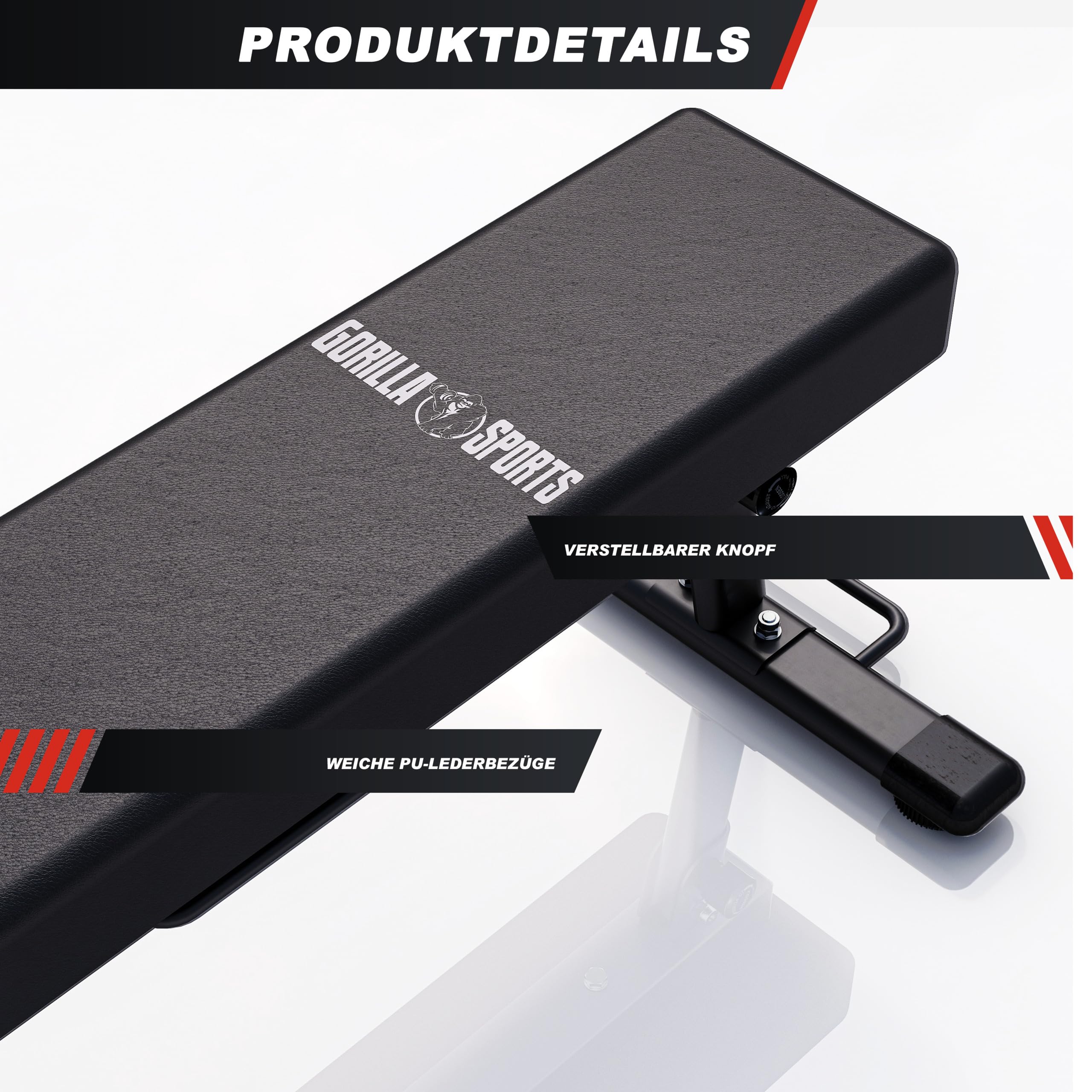 GORILLA SPORTS® Panca Palestra Pieghevole - Piana, Richiudibile, 121x41x43 cm, Carico Max. 400 kg - Panca Pesi, Allenamento, Bodybuilding, Fitness, Sollevamento Pesi, Powerlifting