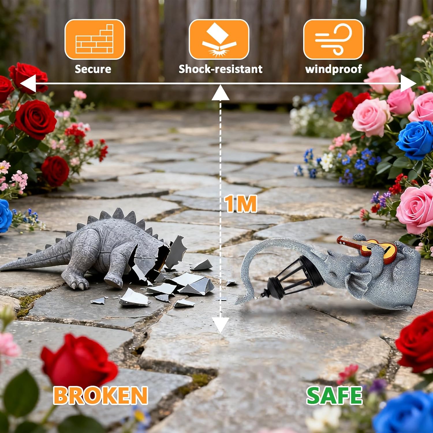 Solar Garden Decor Elephant Statues with Guitar Lights, Unique Outdoor Garden Gifts for Mom, Birthday Housewarming Gifts and Yard Lawn Balcony Decoration - Image 6