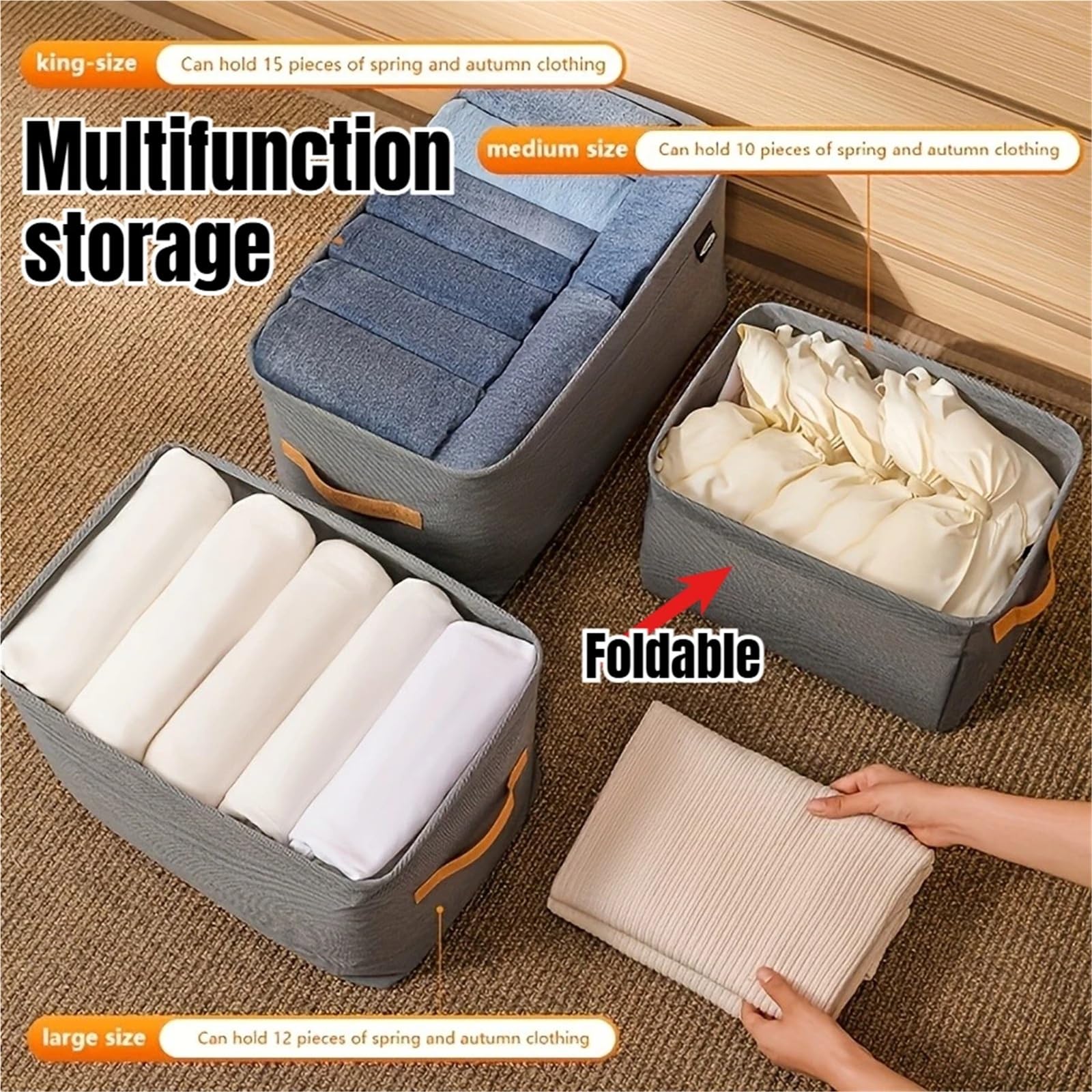 Caja organizadora de guardarropa for almacenamiento en el armario, cajones ropa interior, dormitorio, calcetines, pantalones y sujetador(L 2PCS Mix)