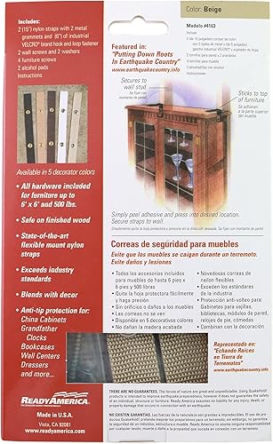 Miniatura 3 de Quakehold! Kit de correas para muebles, cierres para terremotos para preparación ante desastres, correas de seguridad a prueba de niños para RV,