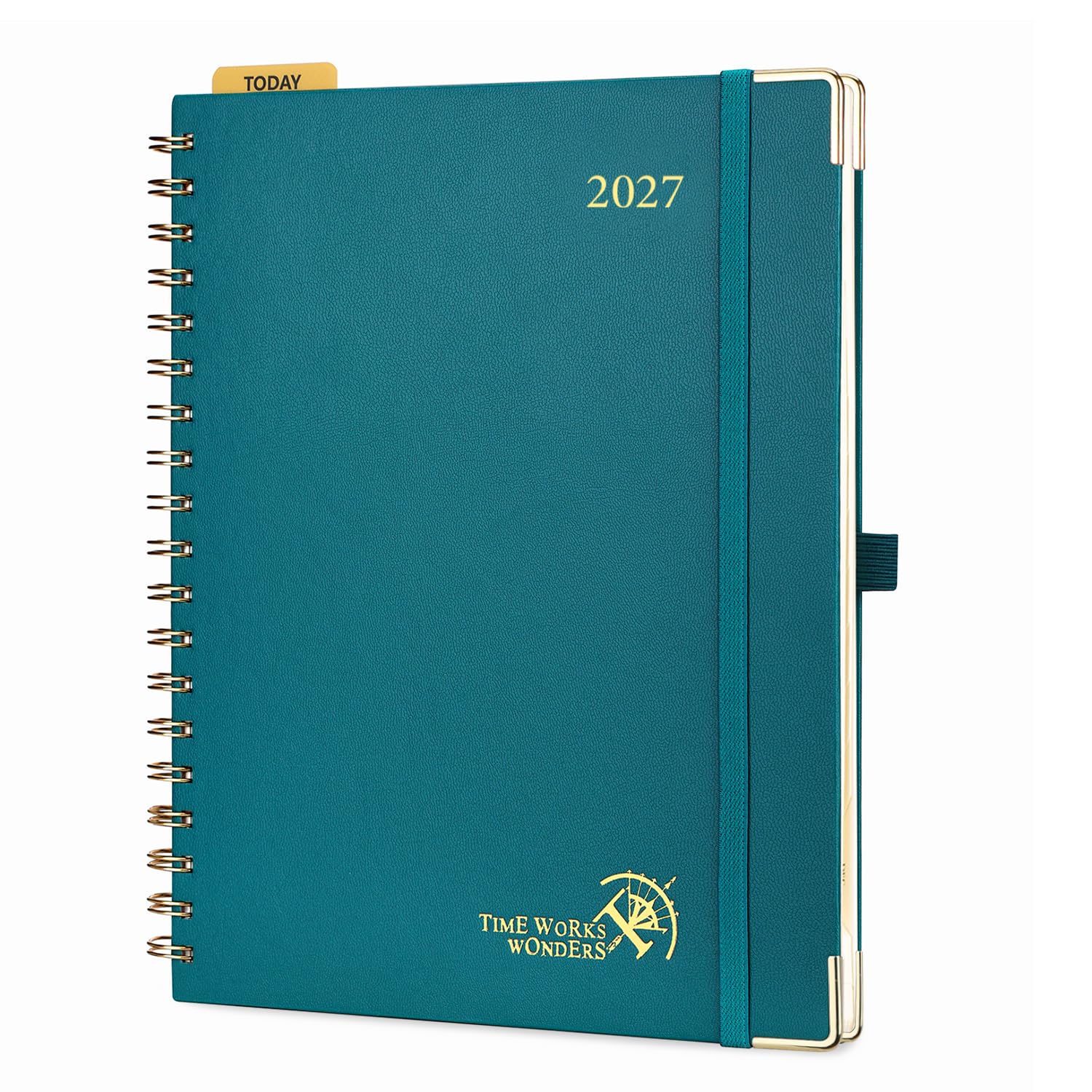 POPRUN 2027 Diary A4 Week To View Golden Spiral Hardcover 27 Weekly Planner