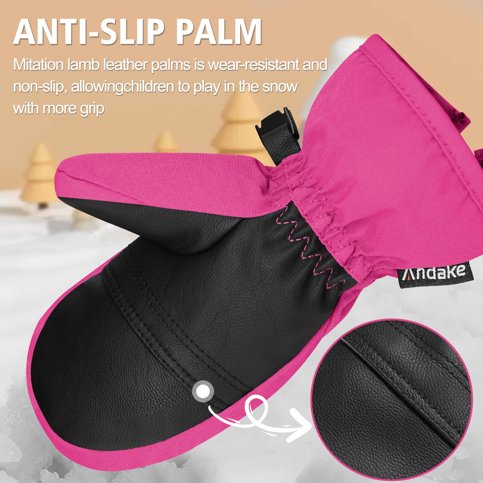 Andake Guantes para niños, Guantes cálidos de Invierno, Impermeables, Resistentes al Viento, para esquí, Juegos, Actividades al Aire Libre, niños y niñas