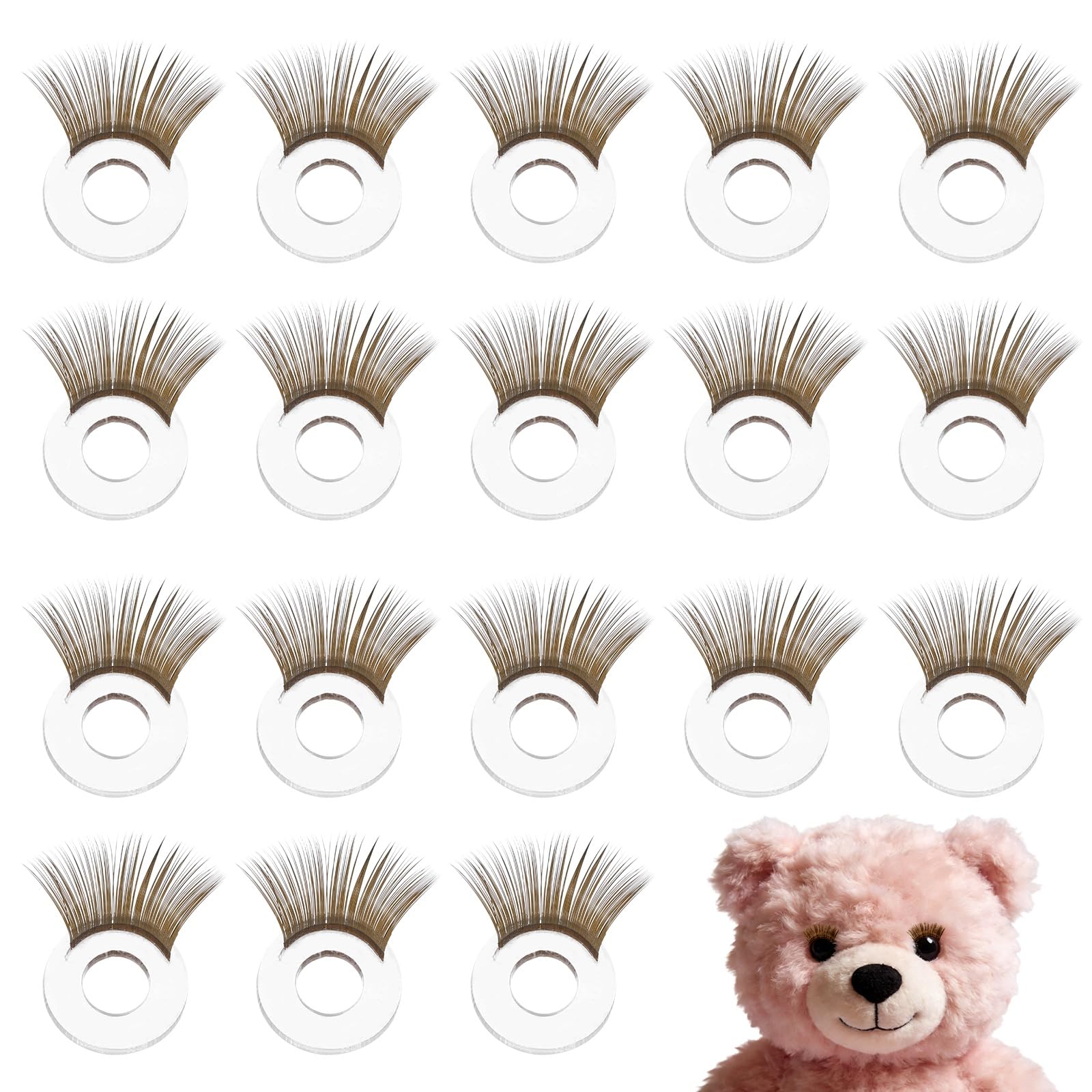 sourcing map 20 Pcs Safety Doll Eyelashes for Crocheting, 18mm Doll Eyelashes Safety Eye Accessories Plastic Stuffed Animals Crochet Supplies for DIY Doll Bear Puppet Making, Brown