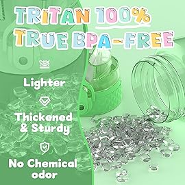 OLDLEY 12oz Kids Motivational Water Bottle for School Girls & Boys, Leak-Proof Tritan BPA-Free, Reusable Bottle with Silicone Straw, Pear