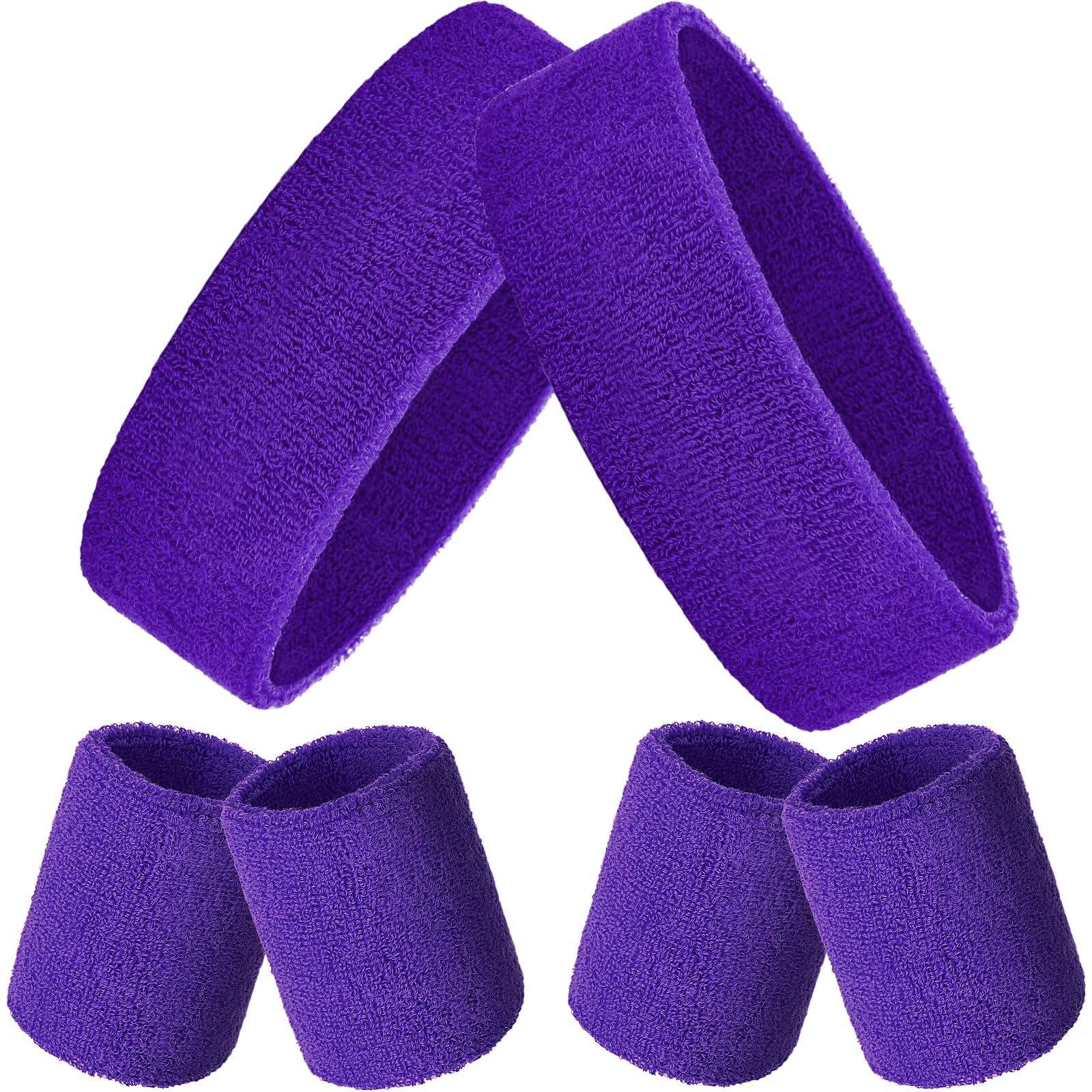 Bememo 6 Pcs Sport Sweatband Set 2 Headband 4 Wristband