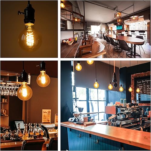 Miniatura 6 de Bombillas LED Edison G25, 6 W equivalentes a 60 W, bombillas de filamento espiral flexible blanco cálido de 2500 K, bombilla LED vintage regulable,