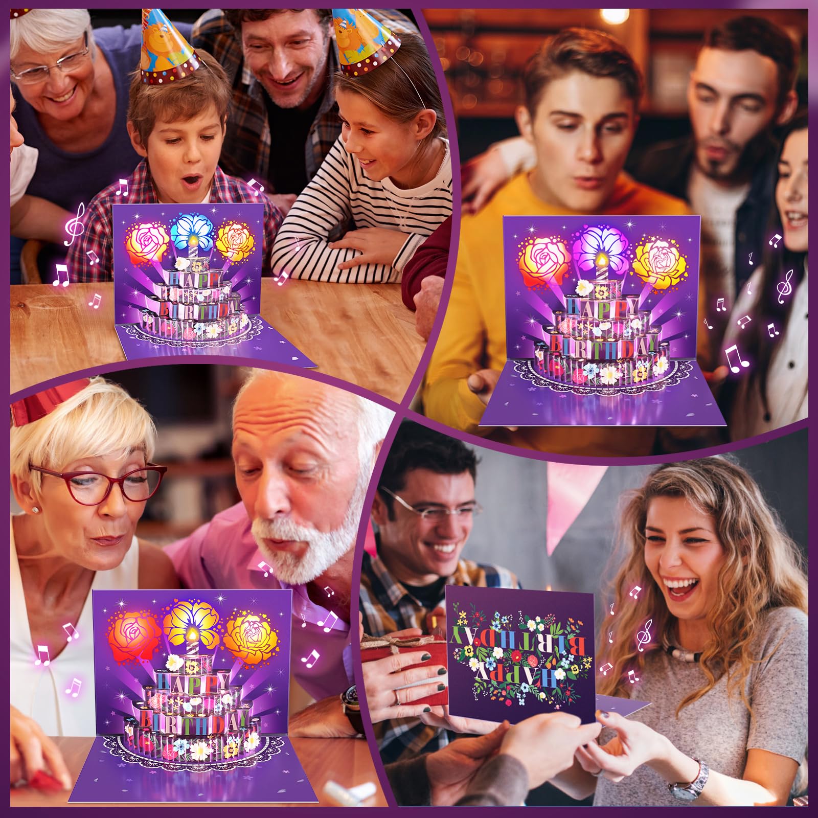 FITMITE Tarjeta de aniversario, luz, música y fuegos artificiales, regalo romántico para ella, él, pareja, tarjeta de boda, tarjeta de San Valentín, tarjetas de feliz aniversario