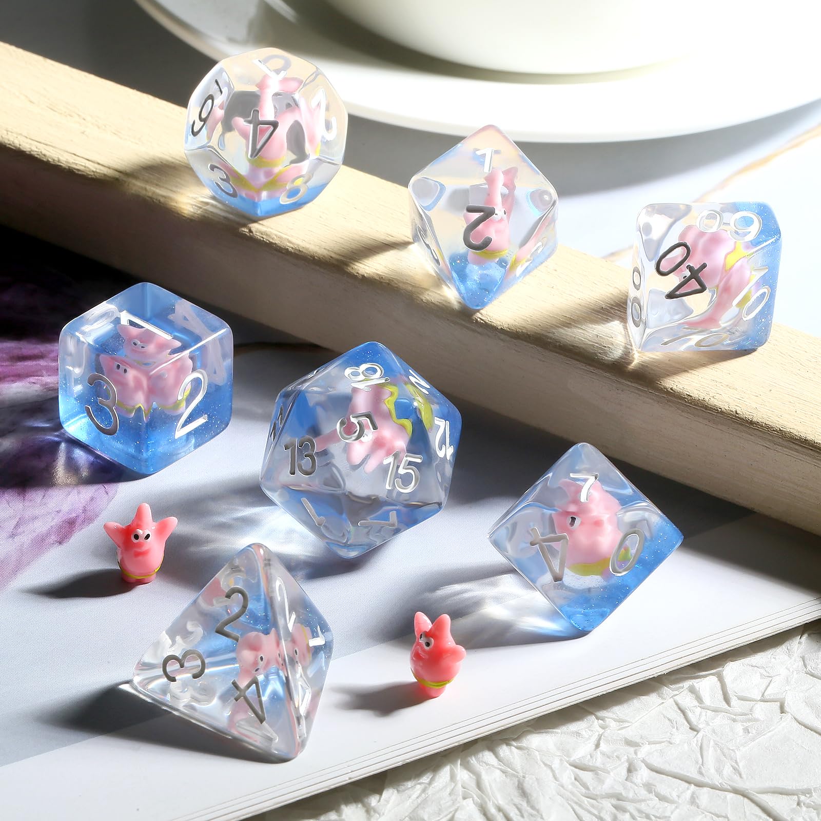 Patrick Star Resin DND Dice Set,DNDND 7PCS Dungeons and Dragons Dice with Velvet Bag for D&D Role Playing Games and Tabletop GamesPatrick Star) - Image 3