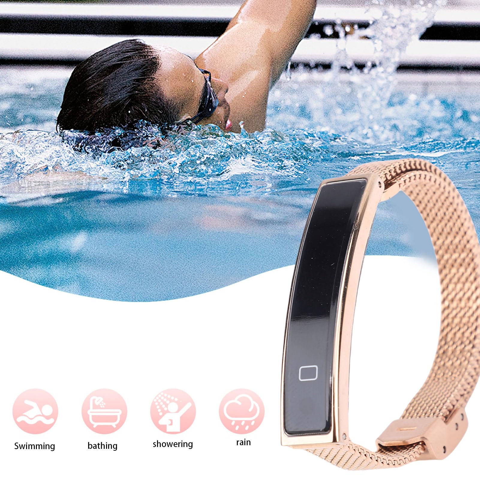 SENECESLI Bracciale Intelligente per Uomo Donna, Fitness Tracker per attività Sanitarie, Braccialetto Intelligente, Monitoraggio Continuo dei Dati Sanitari per Tutto il Giorno (GOLD)
