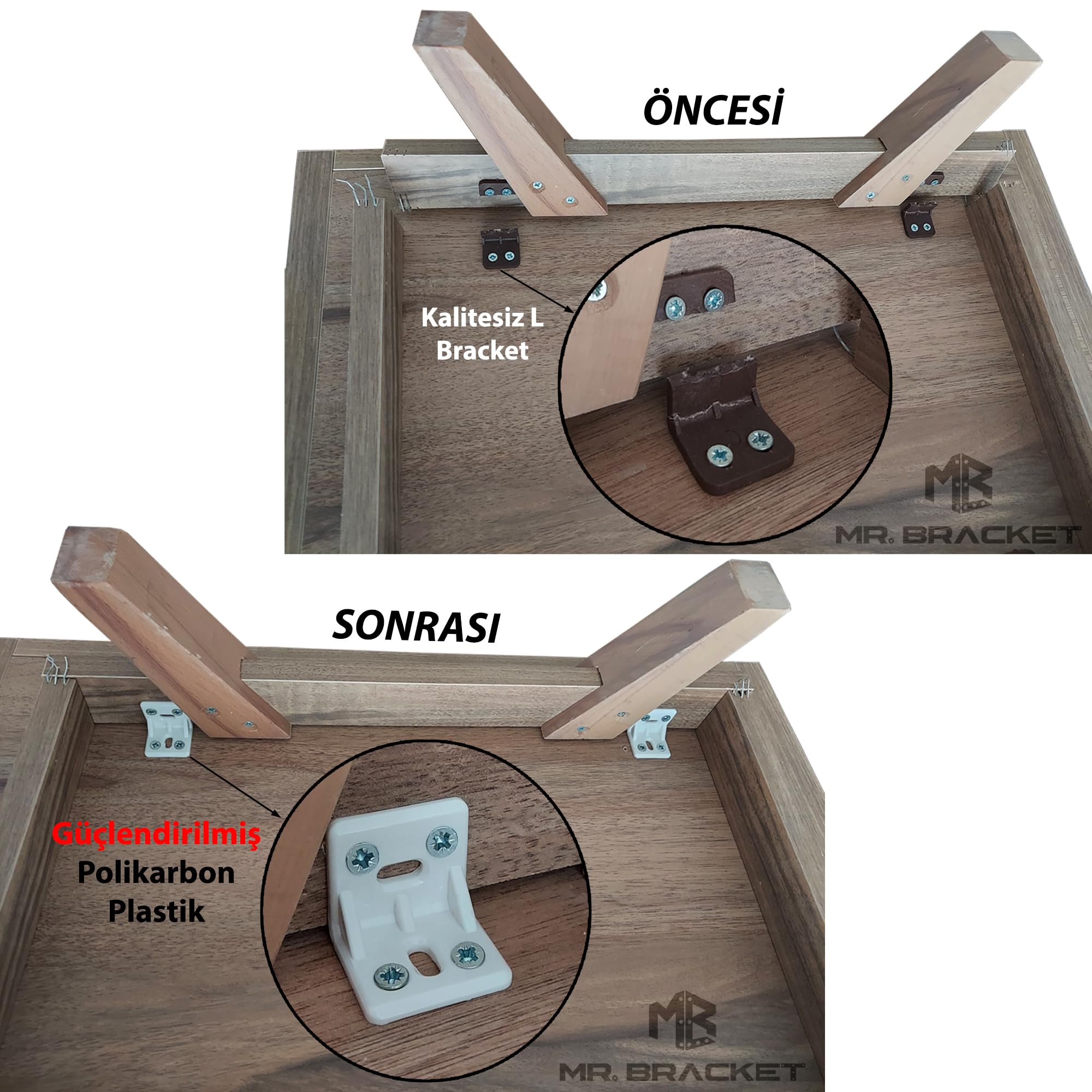 MR.BRACKET 15 ad. Siyah Plastik L Gönye Köşebent 25x25x30mm - Mobilya Dolap Raf Çekmece Sehpa Sandalye Birleştirme Sabitleme Montaj Bağlantı Aparatı