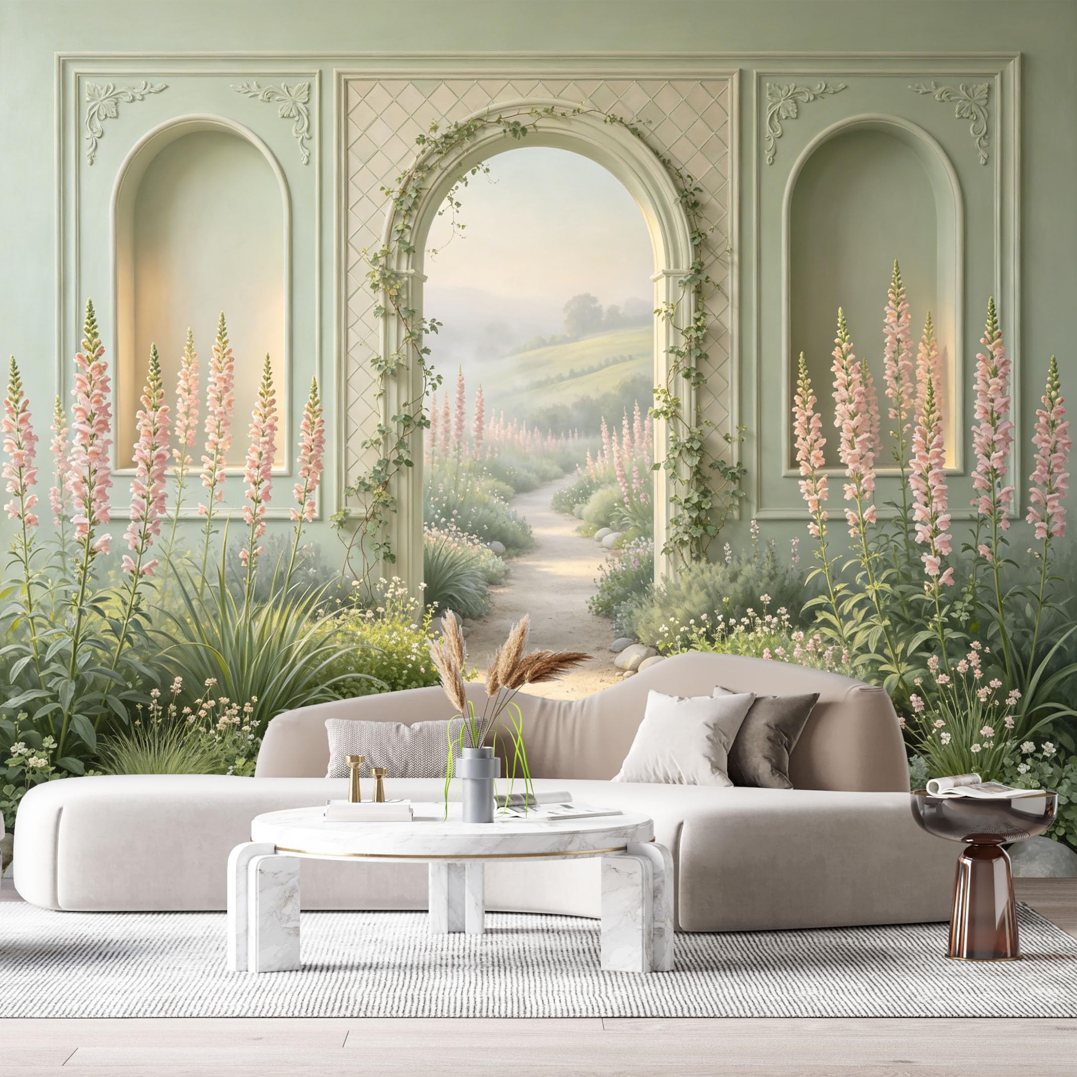 Custom Size Wall Murals Archway Garden Landscape 3D Trompe L'Oeil SelfAdhesiveWall Fabric Removable Wallpaper Wall Decor for Living Room Bedroom Bathroom