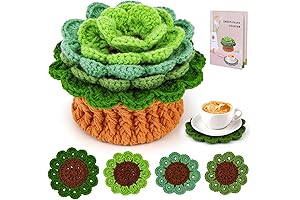 LUNARM Crochet Kit for Plant Coasters, the Complete Kit for Beginners with Video Tutorials