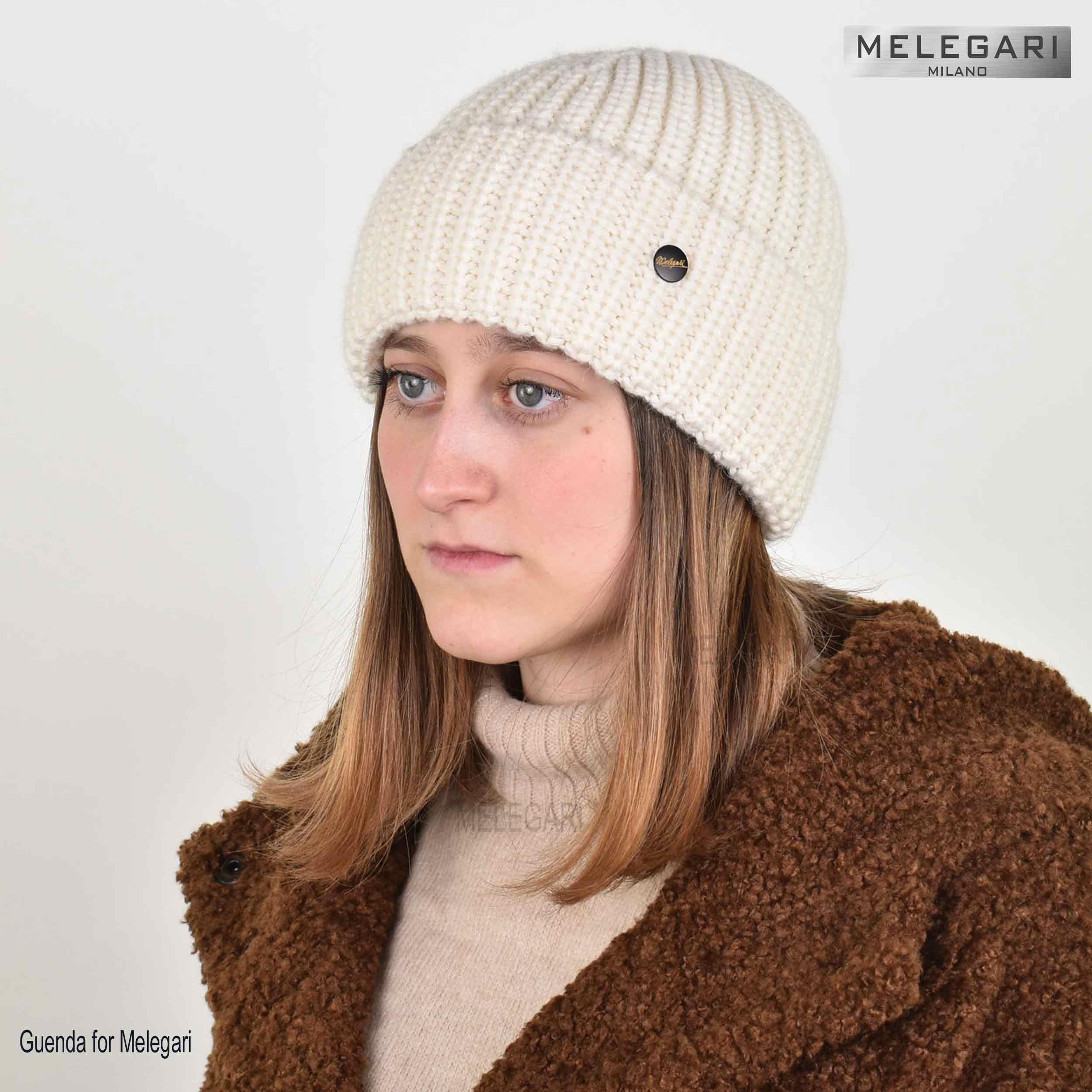 Melegari Bonnet en tricot avec revers | Beanie Linda | Laine mélangée et Alpaca | manufacture allemande de haute qualité | Unisexe