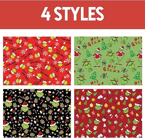 Miniatura 2 de QANPE 12 hojas de papel de regalo de Navidad plegado, divertido dibujo animado, rojo y verde, papel de regalo de Navidad, papel de arte de Feliz