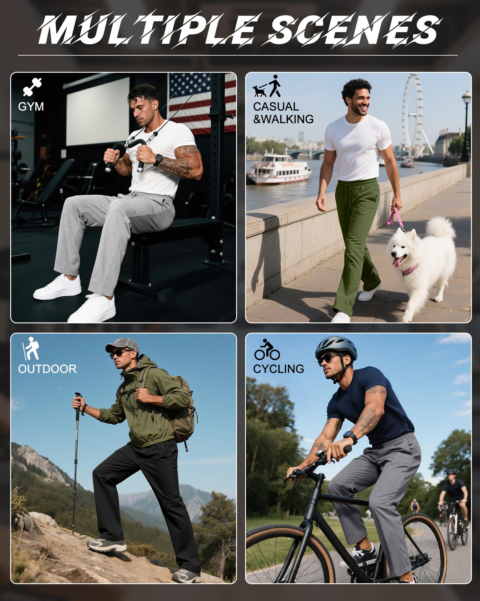 Neer Pack Pantalones de Chándal para Hombre Tipo Jogger con Bolsillos, bajo Abierto, Pantalones Deportivos de Gimnasio, Holgados, Ropa para Entrenamiento