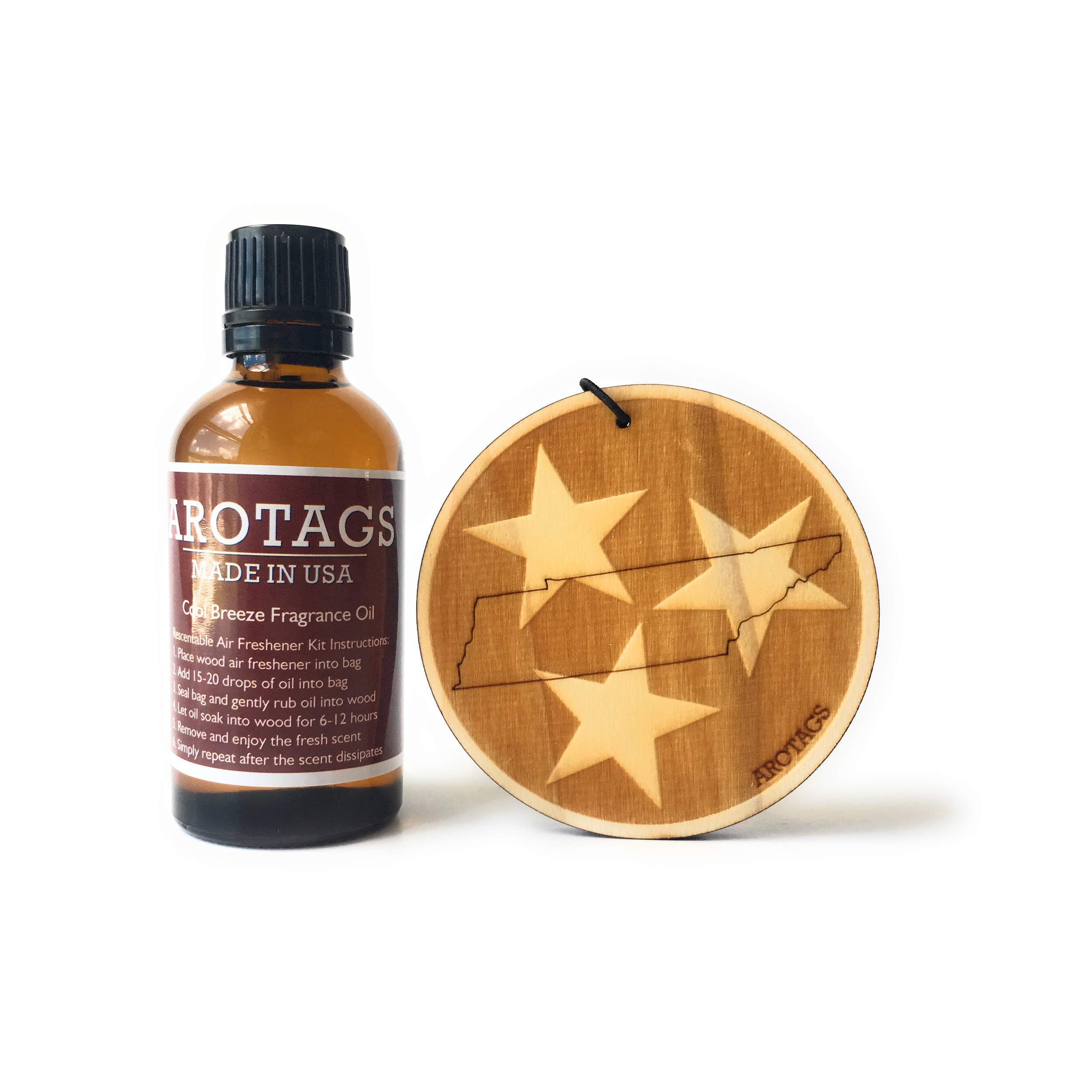 Arotags Tennessee Wooden Car Air Freshener - Long Lasting Backwoods Birch Scent Diffuses for 365+ Days - Includes Hanging Mirror Diffuser and