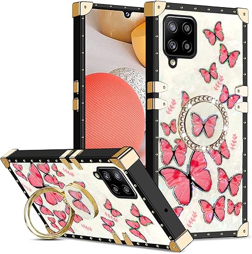 KuDiNi Funda para Galaxy A42, A42 Samsung para mujer, funda cuadrada a prueba de golpes, TPU retro, elegante, clásico, borde de lujo, protección