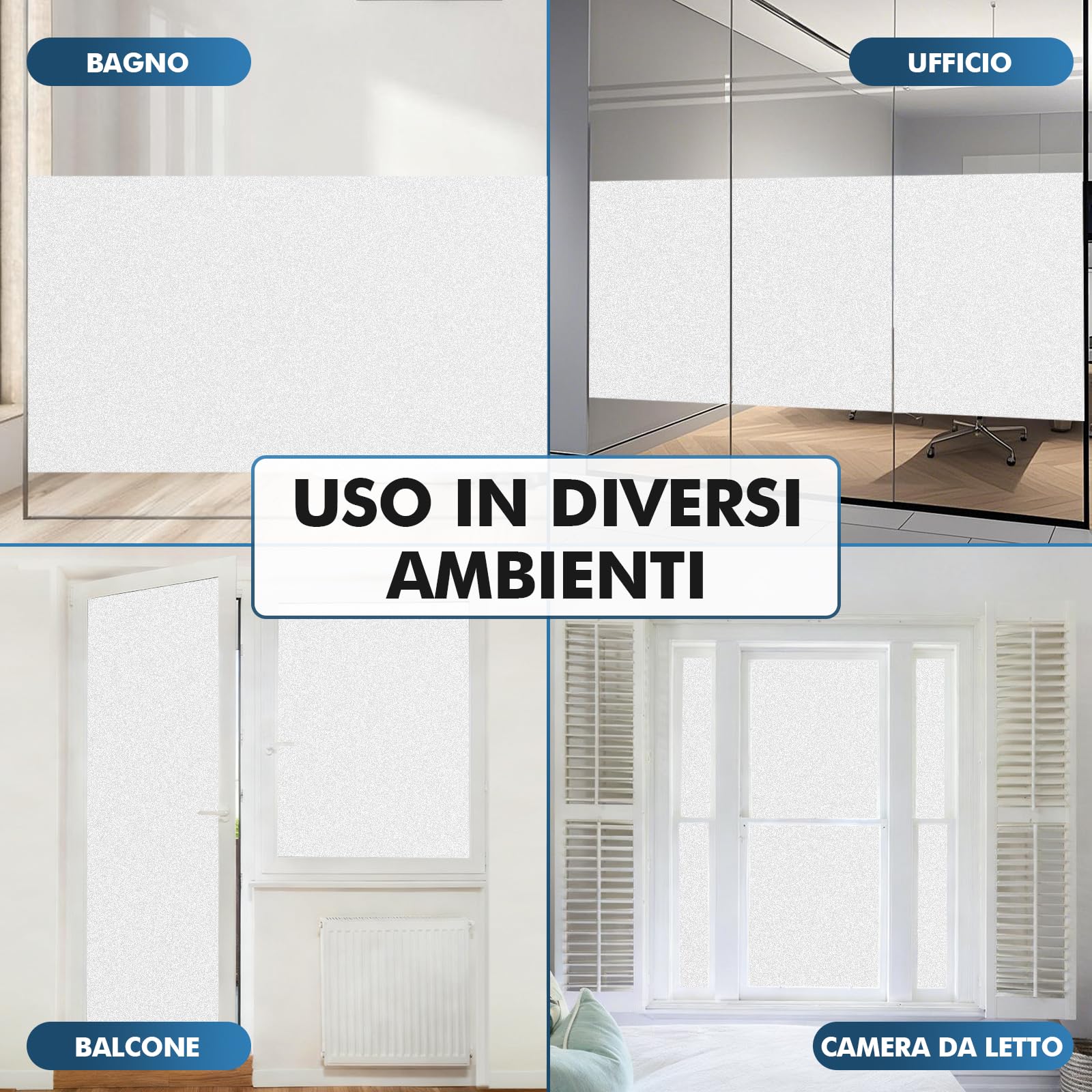 Shinfly Pellicola Vetro Finestra Privacy 60 x 200 cm, Pellicola Finestra Opaca Statica Senza Colla, Bianco Opaco, Pellicola Decorativa Vetro Rimovibile Anti UV per Bagno, Cucina, Ufficio