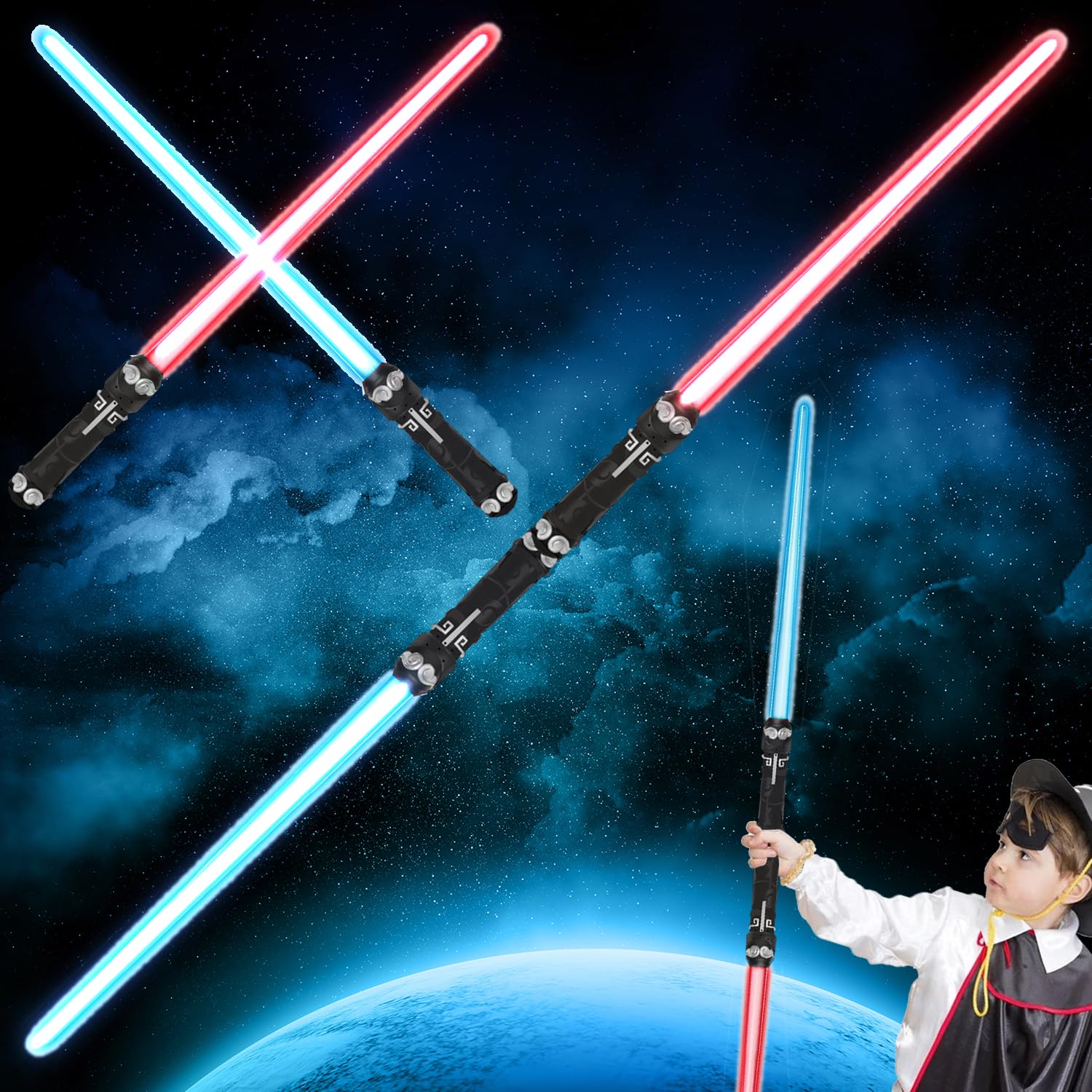 Home Smart Lightsaber 2 in 1 Light Saber for Kids Led Dual Light Swords Ideal Gift for Kid's Birthday Toys And Birthday Giveaways For Kids Toys For Boys And Girls (Black)