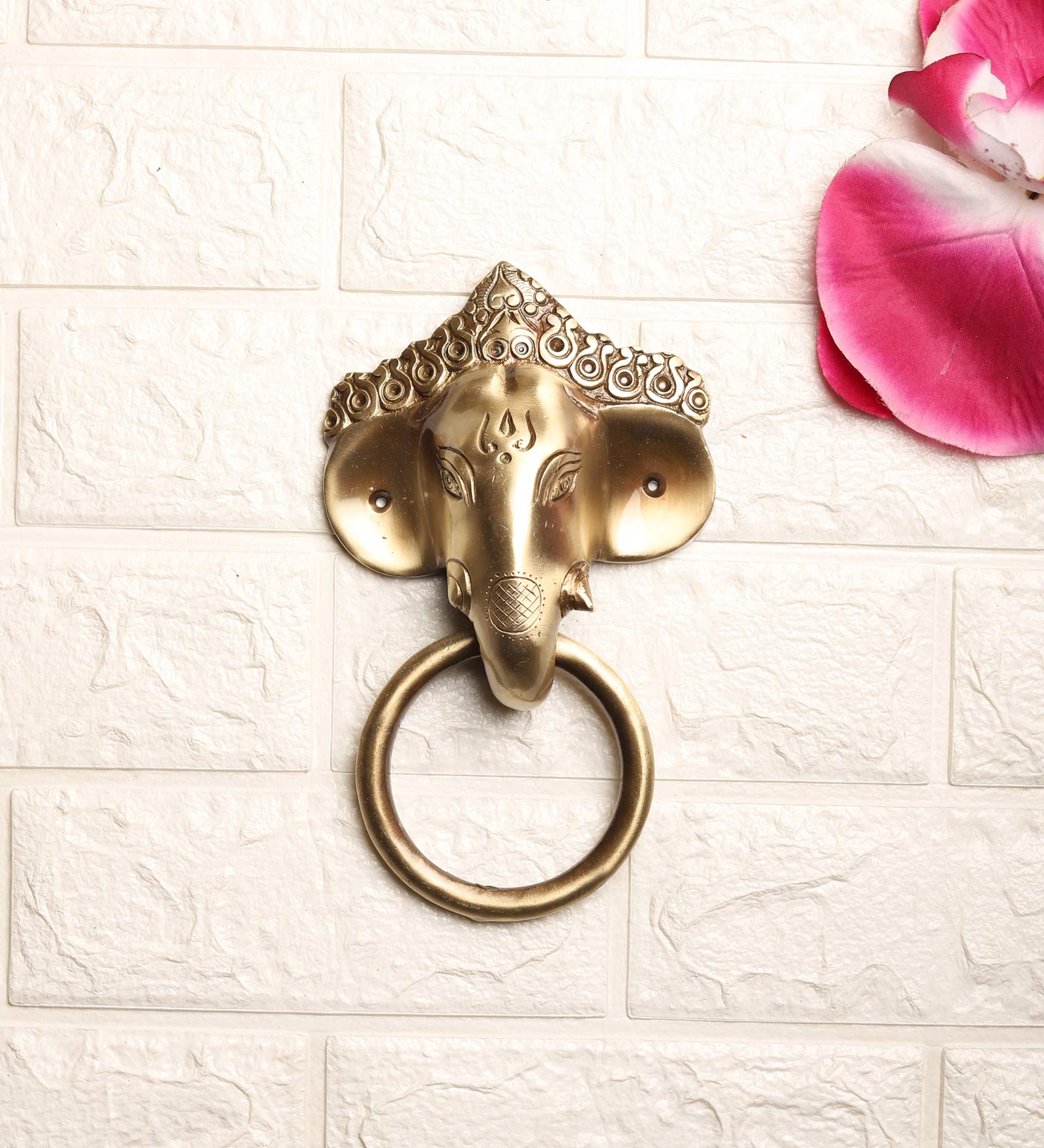 Two Moustaches Brass Ganesha Mask Door Knocker, Antique Brown, Standard, Pack of 1 2