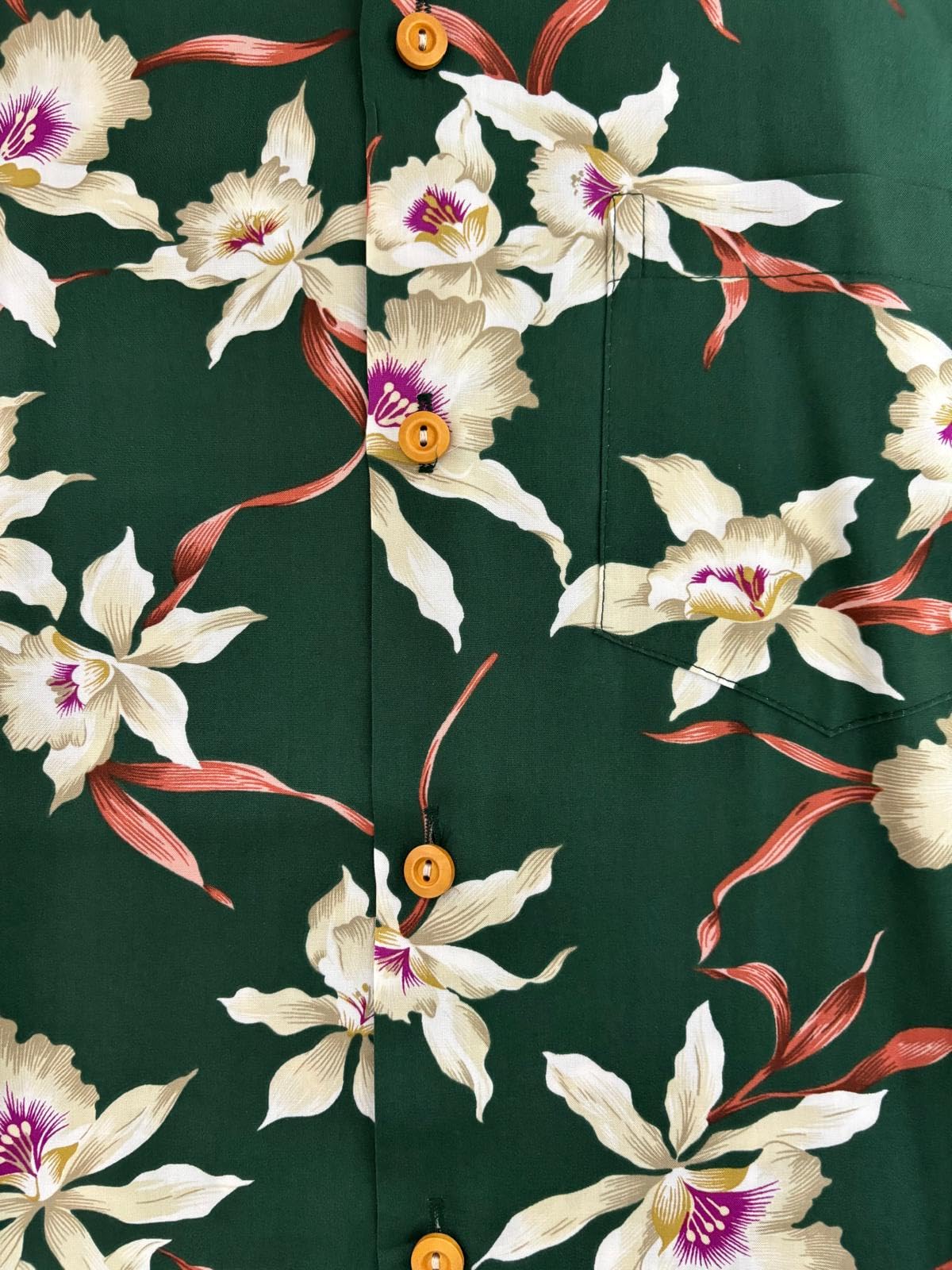 Camiseta hawaiana original | Tom Selleck Magnum | Made in Hawaii | Different Designs, Diseño Rainforest-verde, XXL