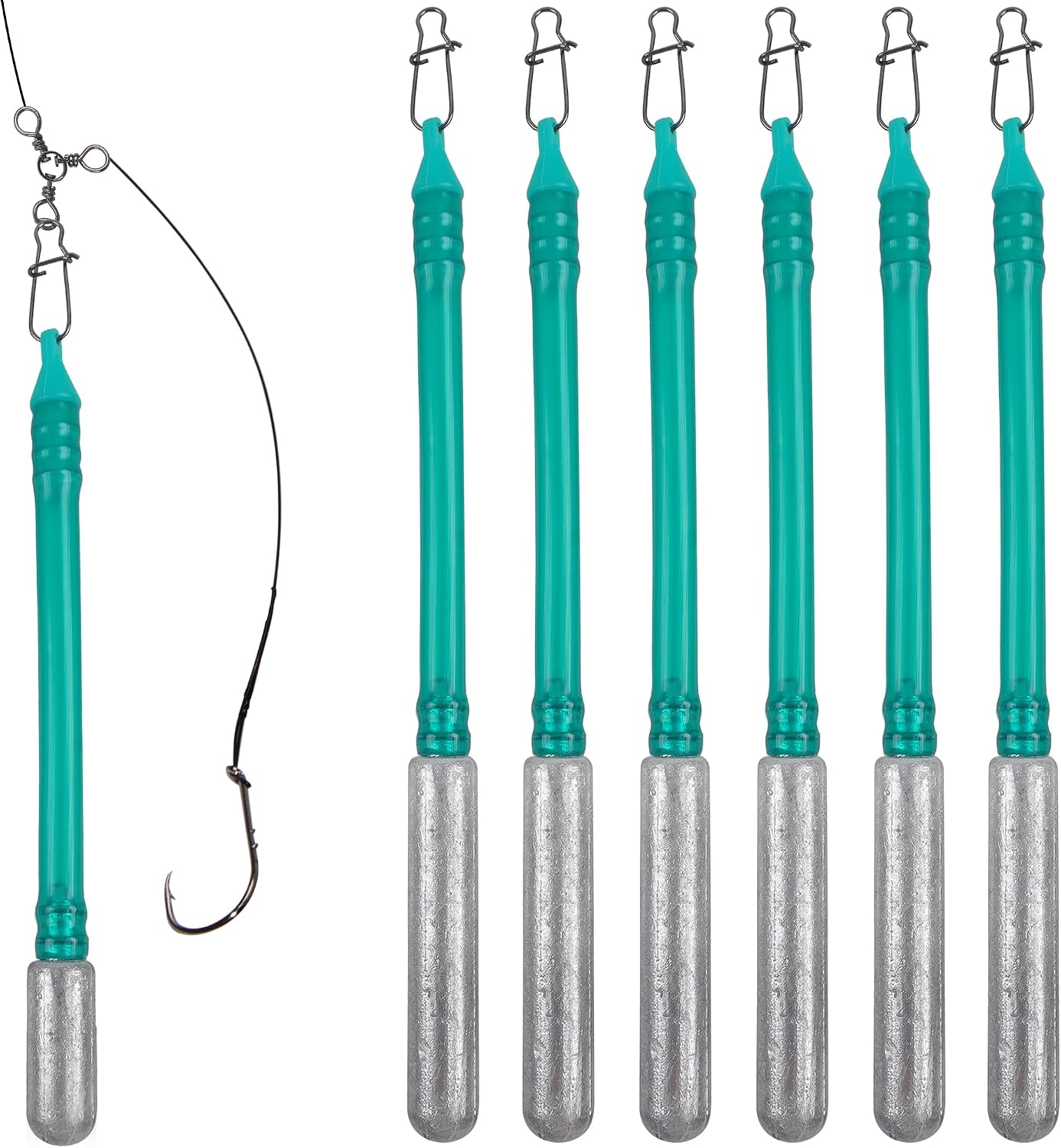 Dragging Weights for Catfishing Trolling, Drifting Dragging Sinkers, Bottom Search Lead Stick Weights with Plastic Pipe Duo Lock Snap Clips 1.5oz 2oz 3oz 4oz