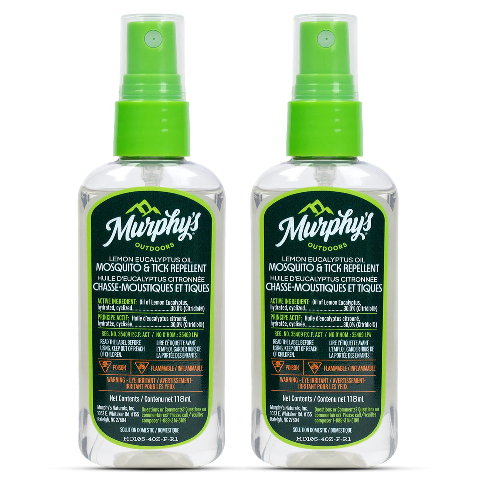 Murphy's Outdoors Mosquito & Tick Bug Repellent Spray, Oil of Lemon Eucalyptus for Skin and Outdoor Gear, 118mL Pump, 2-Pack image 2