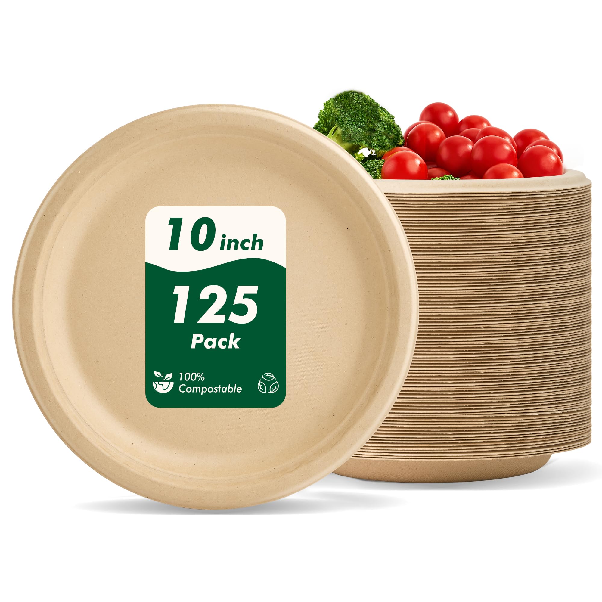 Compostable Paper Plates - 150 Pack (10 Inch) -14