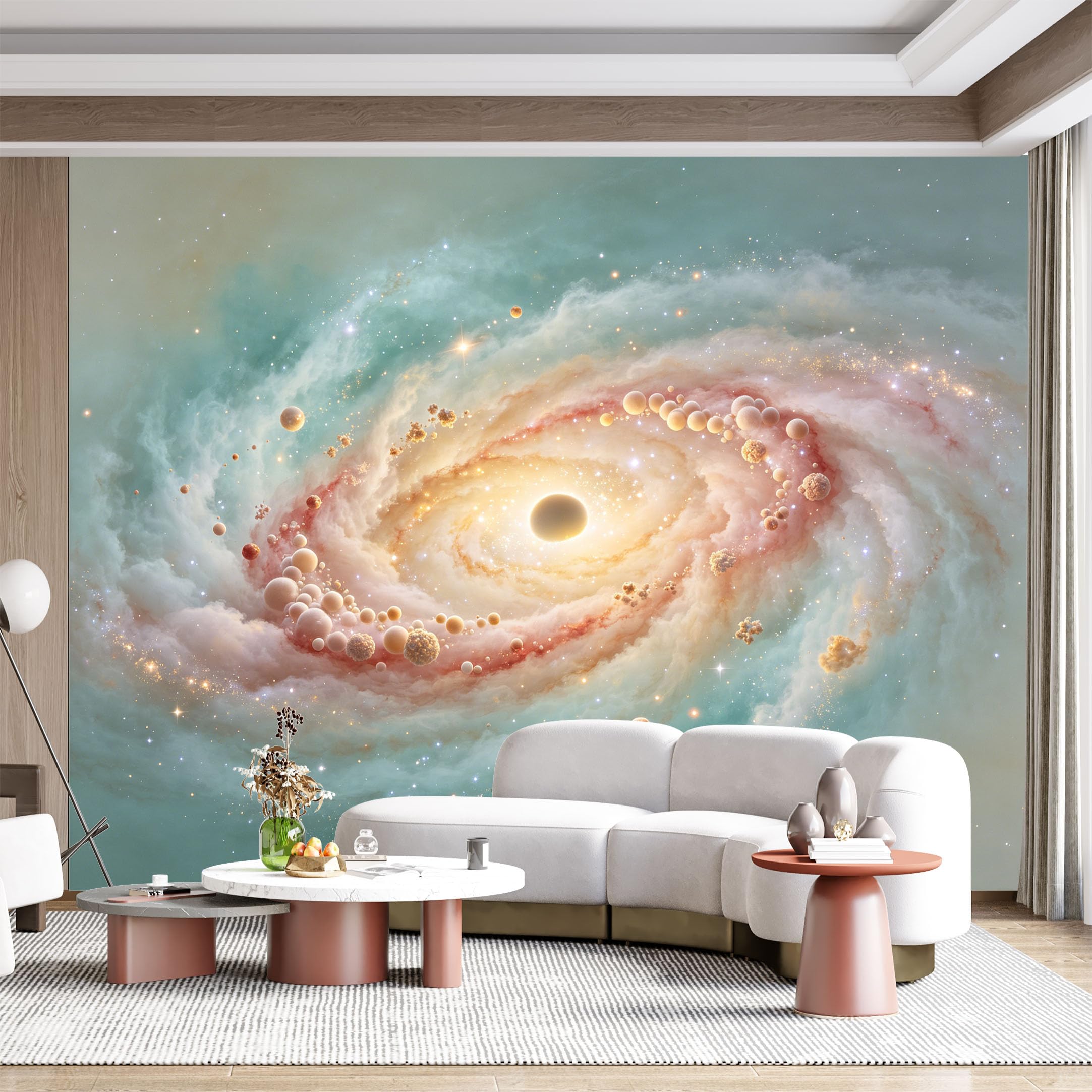 Custom Size Wall Mural Cosmic Swirl Nebula Planets Fantasy Space SciFi Abstract Watercolor SelfAdhesive Wall Fabric Removable for Home Office Decor