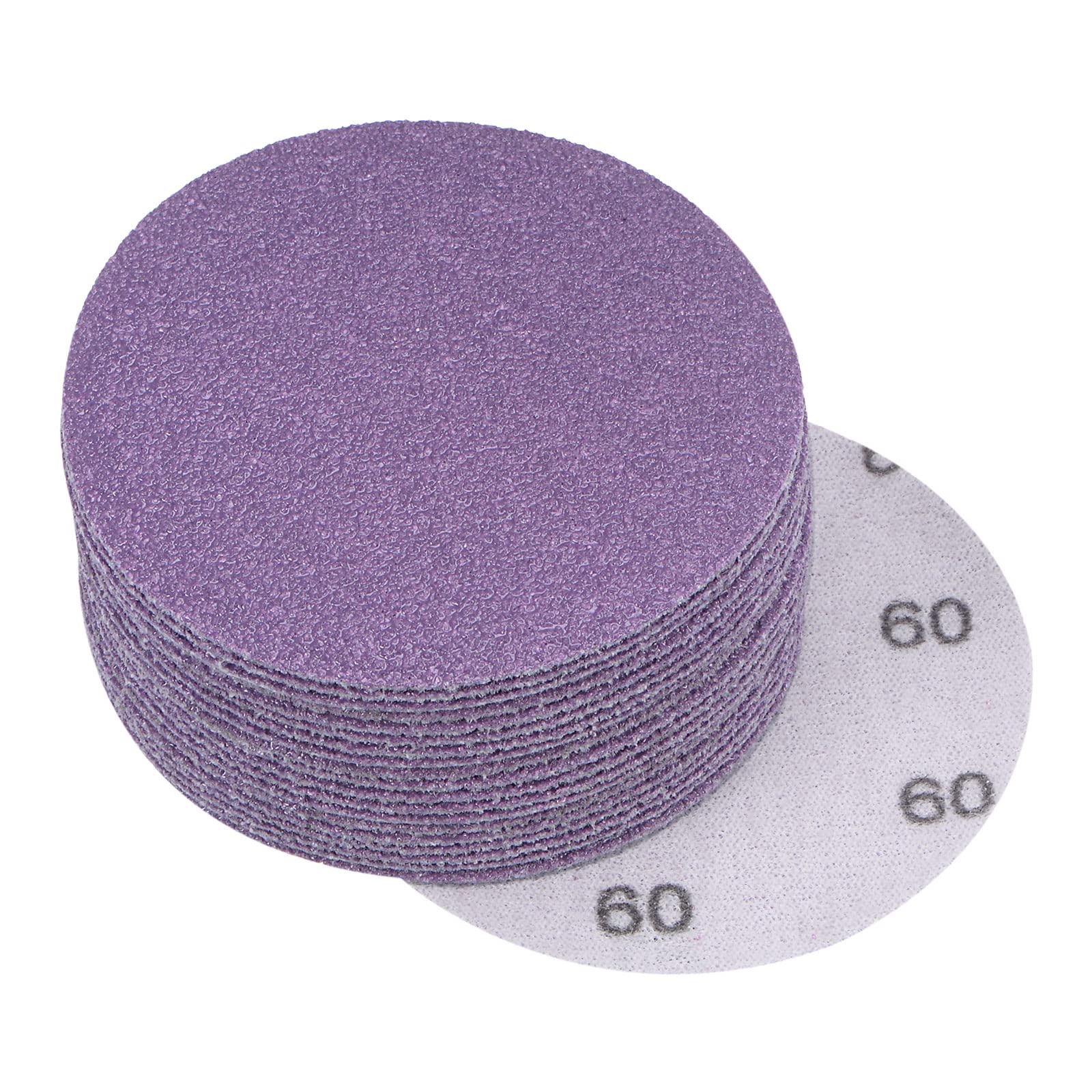 uxcell 20Pcs 3-Inch Purple Sanding Discs 60 Grits Hook and Loop Professional Aluminum Oxide Sand Paper Wet Dry Polish for Wood Metal Paint Finishing