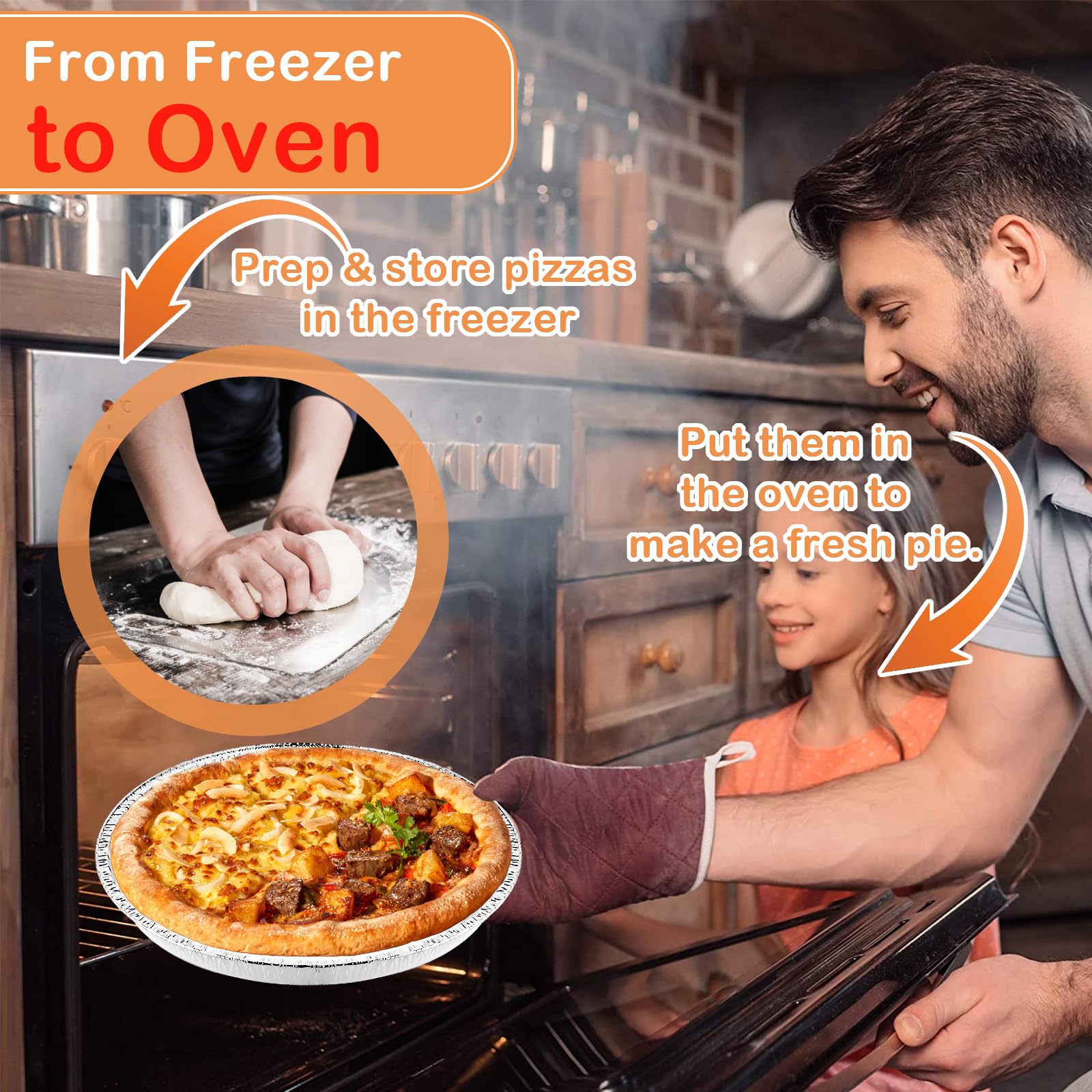 Confezione da 50 teglie rotonde usa e getta in alluminio per pizza personale, teglia rotonda da 28 cm, per biscotti, torte, focacce, congelatori e forno