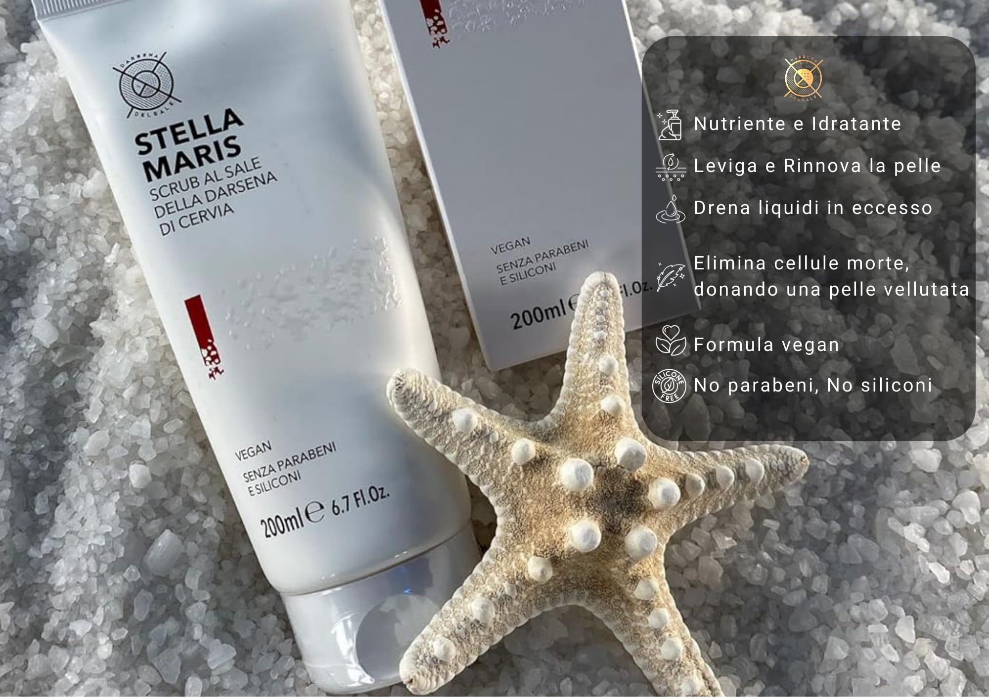 Stella Maris Manteca exfoliante corporal de sal de Cervia para suavizar y renovar la piel (500 ml)
