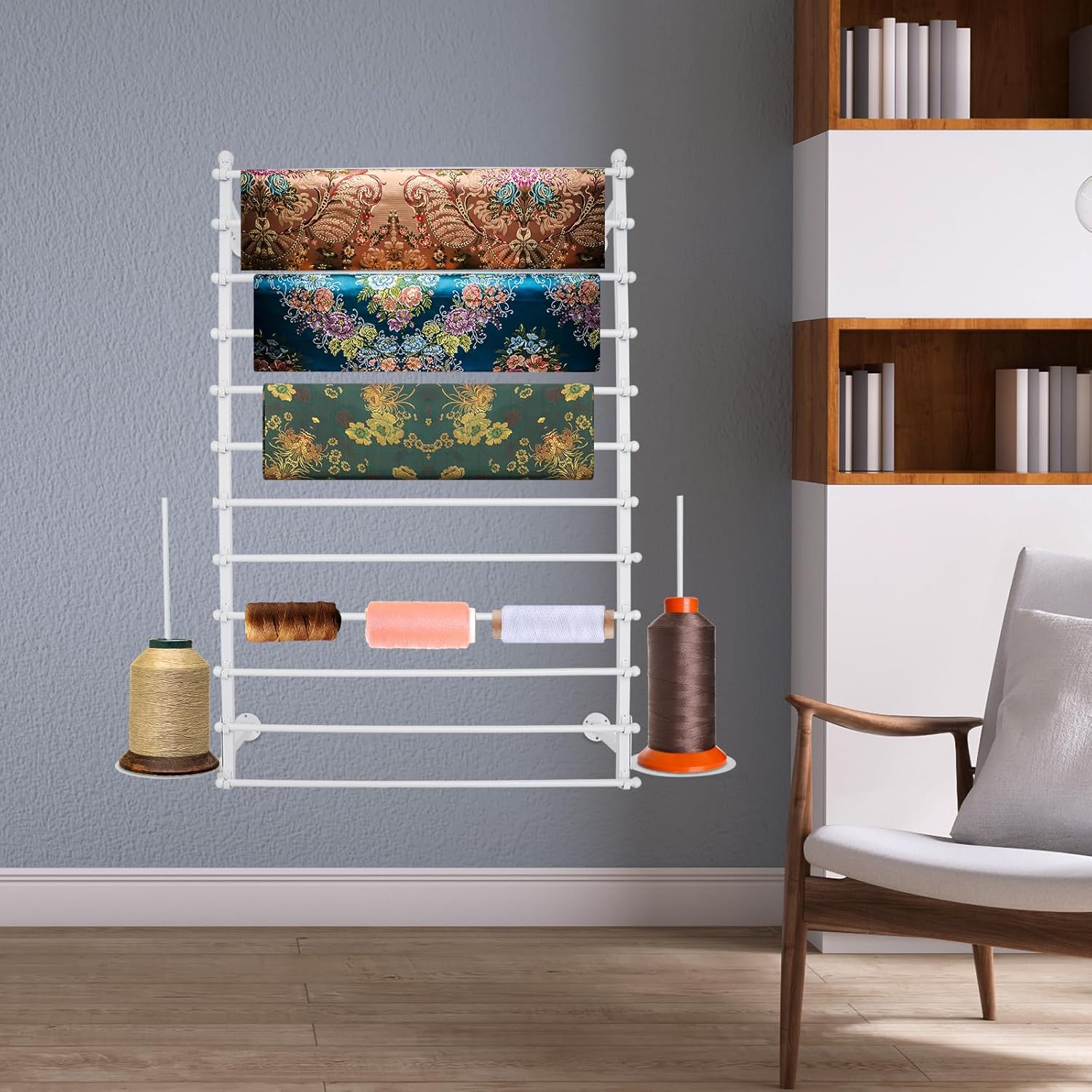 12-Tier Wall Mounted Scarf Rack, Scarf Storage Rack, Carbon Steel Towel and Shawl Holder for Bedroom Bathroom Accessory Store, Modern Organizer with Pre-Drilled Holes (White, 31.5*7.87*47.24in)