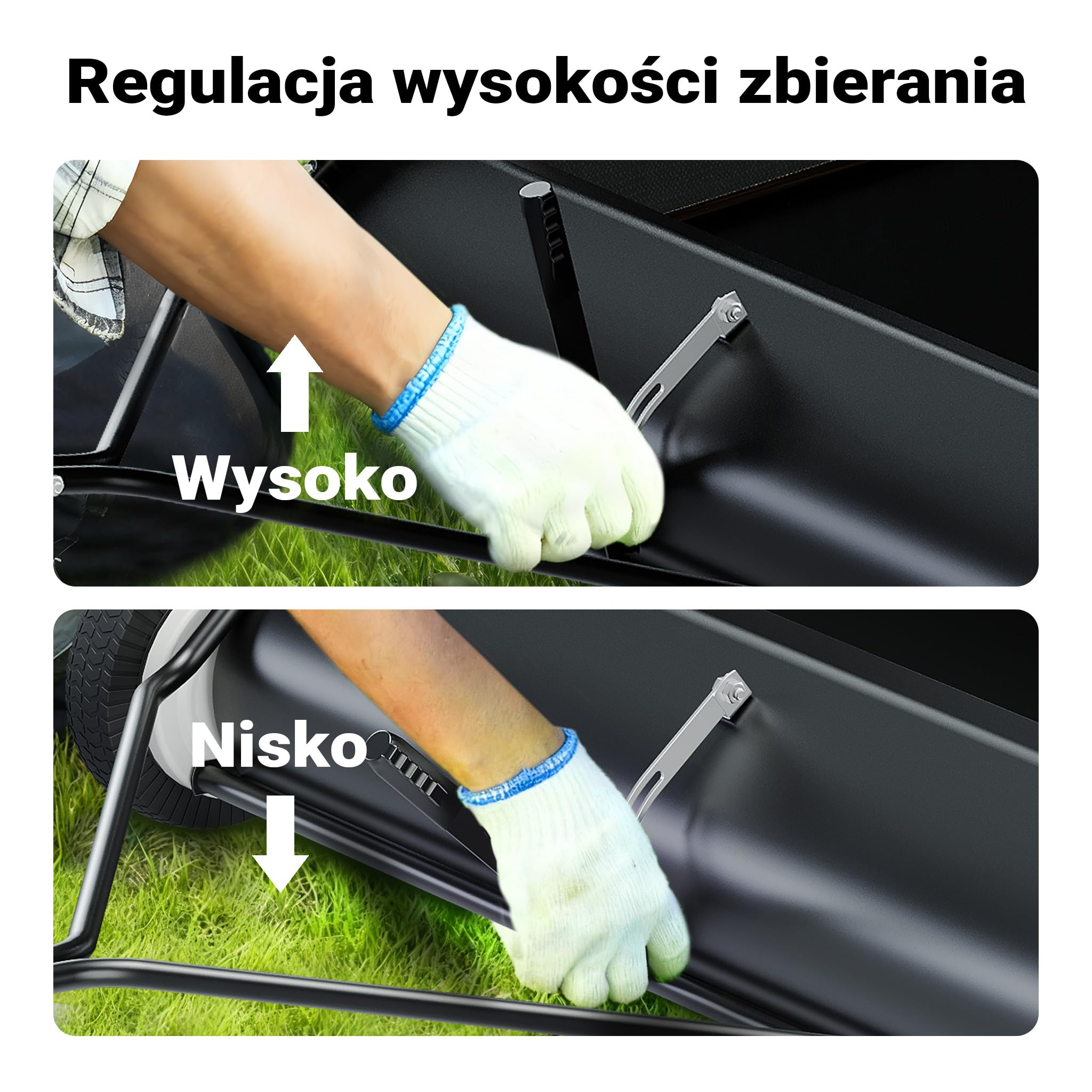 Wiltec Zamiatarka do liści i trawy do traktorka i quada 105 cm, zbieracz do liści z koszem 365 l, wytrzymała konstrukcja idealna do dużych terenów