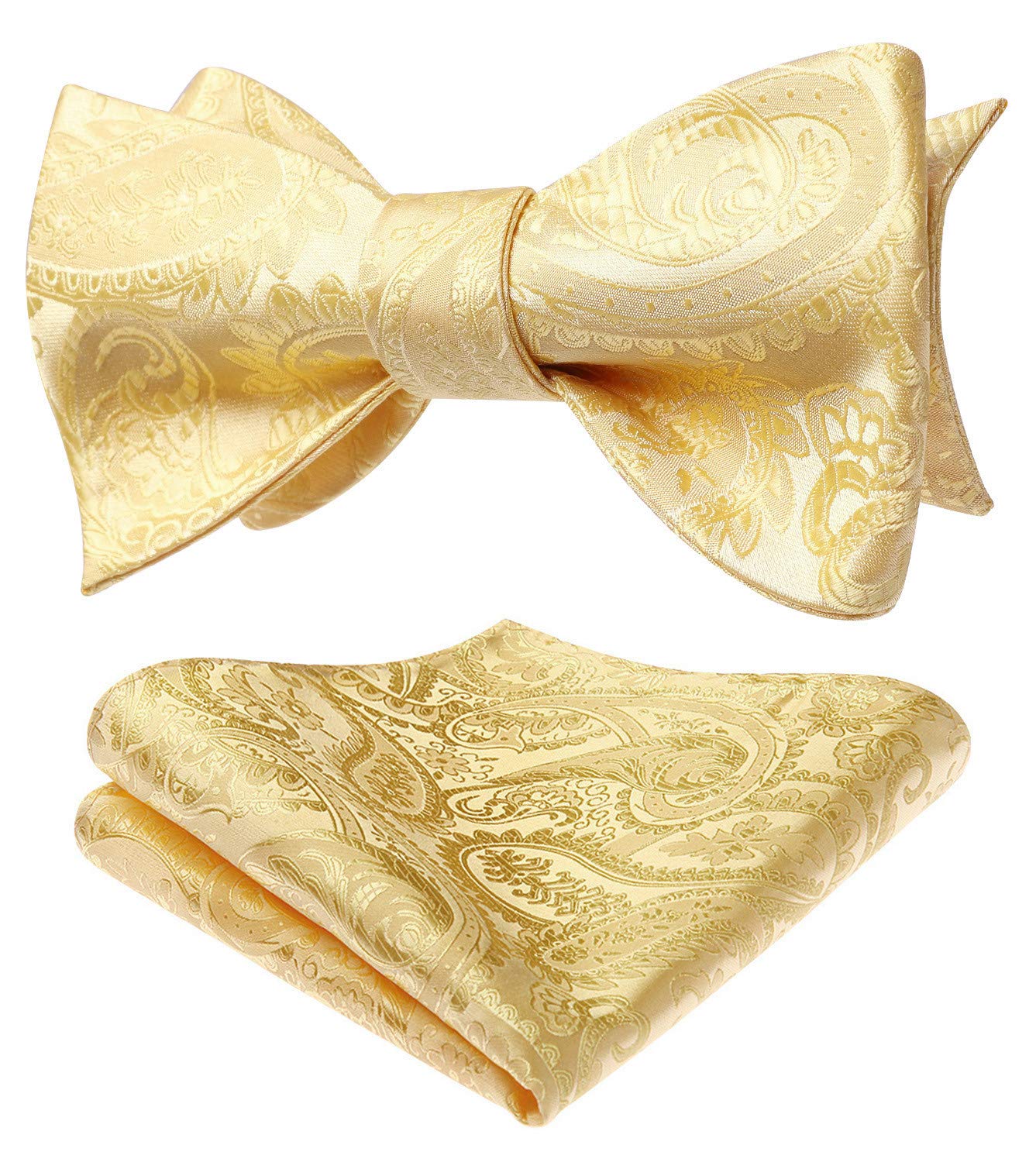 Men's Bow Ties Self Tie Woven Satin Pocket Squares Set Formal Tuxedo Floral Paisley Bowties for Wedding Party Prom