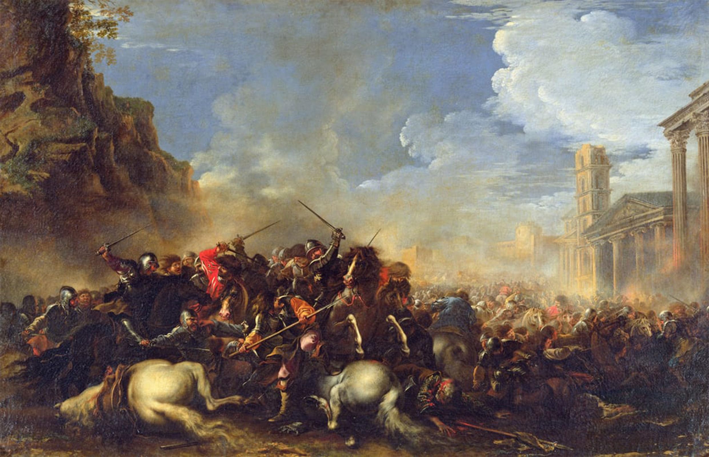 ARTXLXXBN Famous Painting Canvas Artwork Graffiti Print Battle Scene by Salvator Rosa Portrait Canvas Image for Home Decor 60x90cm