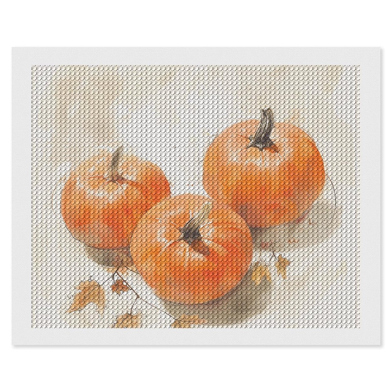 NONHAI Diamond Painting Kits for Adults - DIY Diamond Art Kits for Beginners - Full 5D Paint Drill Diamond Dots Paintings- Three Round Pumpkins Diamonds Pictures Gem Art and Craft Wall Decor 16"x20"