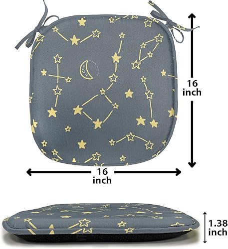 Vista 22 de Lunarable Orient - Juego de 6 cojines de asiento para silla, diseño de estrellas marroquíes, espirales y curvas abstractas, ilustración oriental