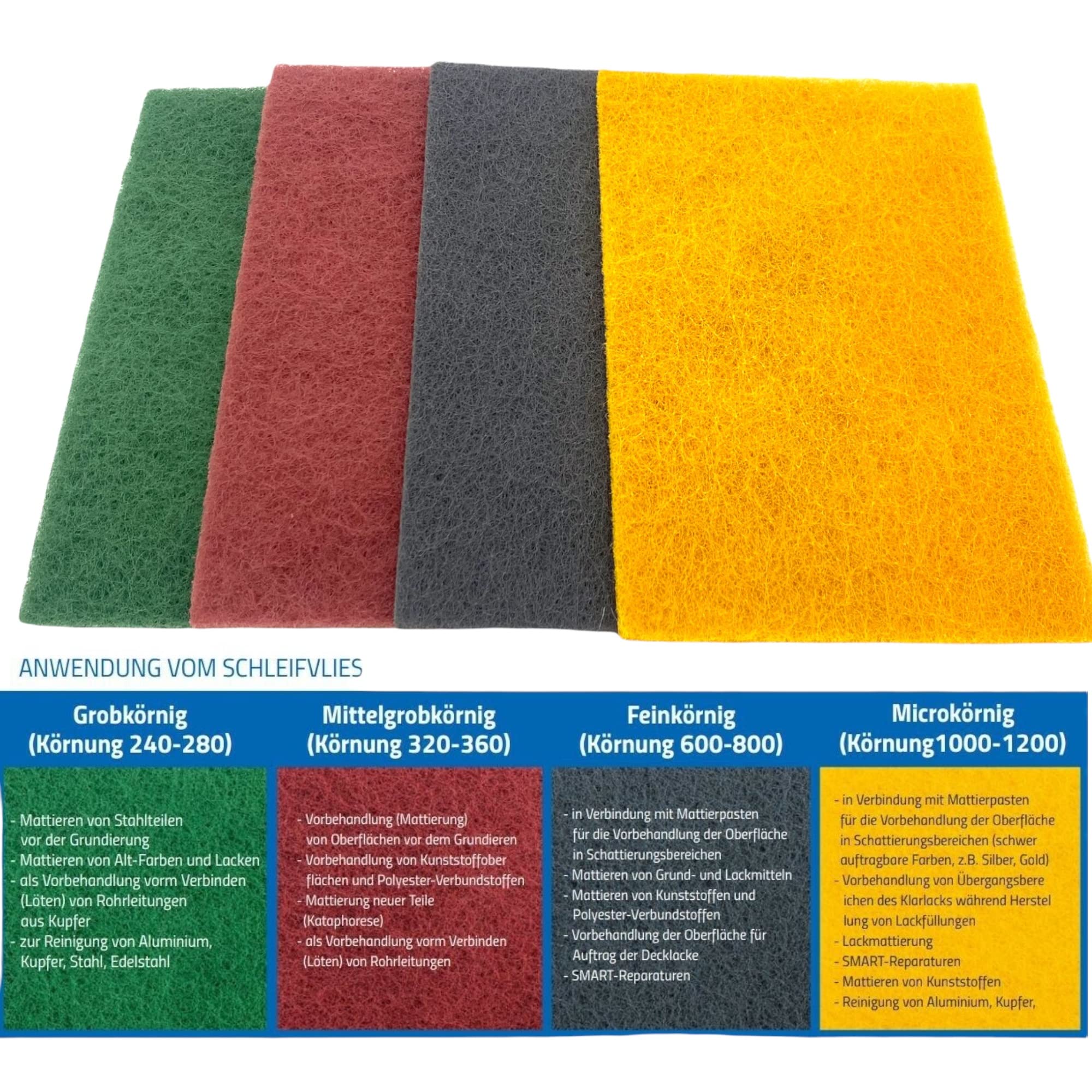 Schleifvlies-Pads 152x229mm Schleifvliesmatte 5 Stück - Körnung 120 für