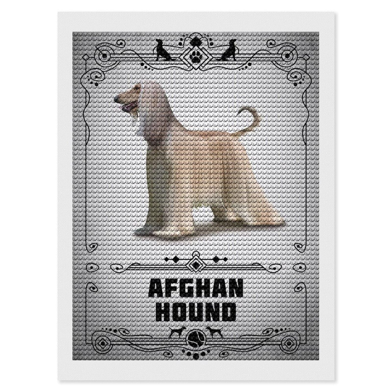 Junmoney Afghan Hound Diamond Painting Canvas Set 12"x16", for Beginners, Complete Accessories, Christmas Gift, Modern Decor